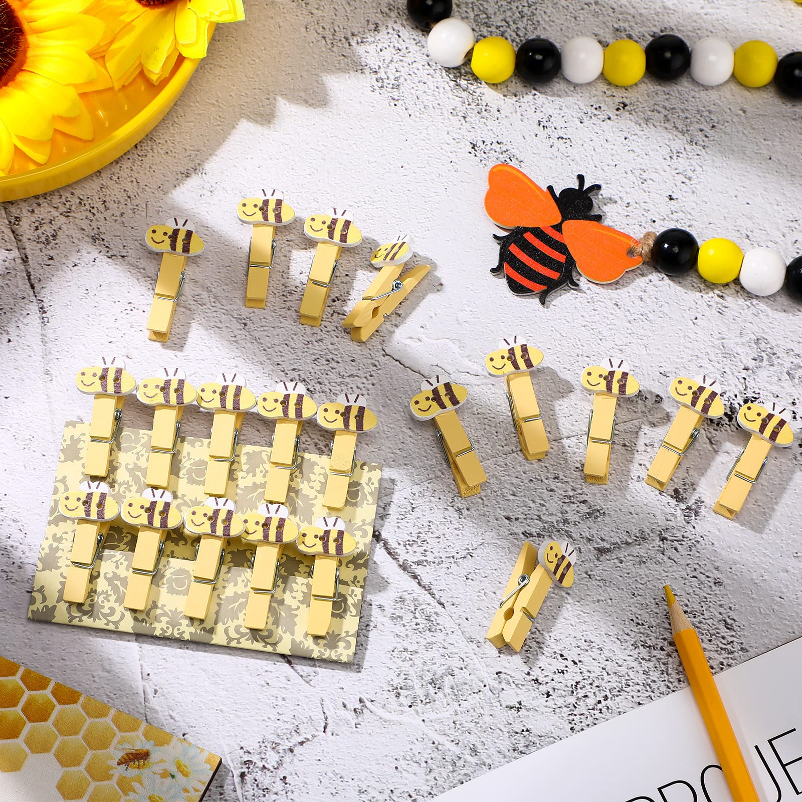 Unittype 51 Pcs Don'T Say Baby Shower Game Supplies Include Bee Theme Baby Shower Sign And 50 Mini Bee Clothespins For Boys Girl