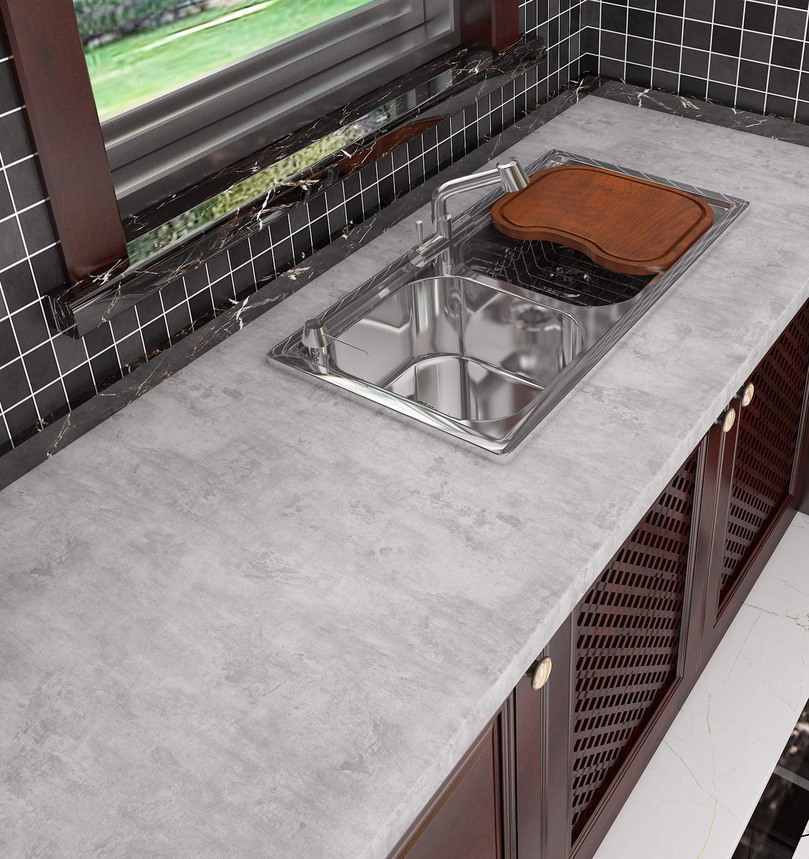 Livelynine Grey Concrete Wallpaper Peel and Stick Gray Concrete Contact Paper for Countertops Kitchen Counter Top Table Desk Top Wrap Waterproof Industrial Bathroom Walls Textured Thick 15.8x78.8