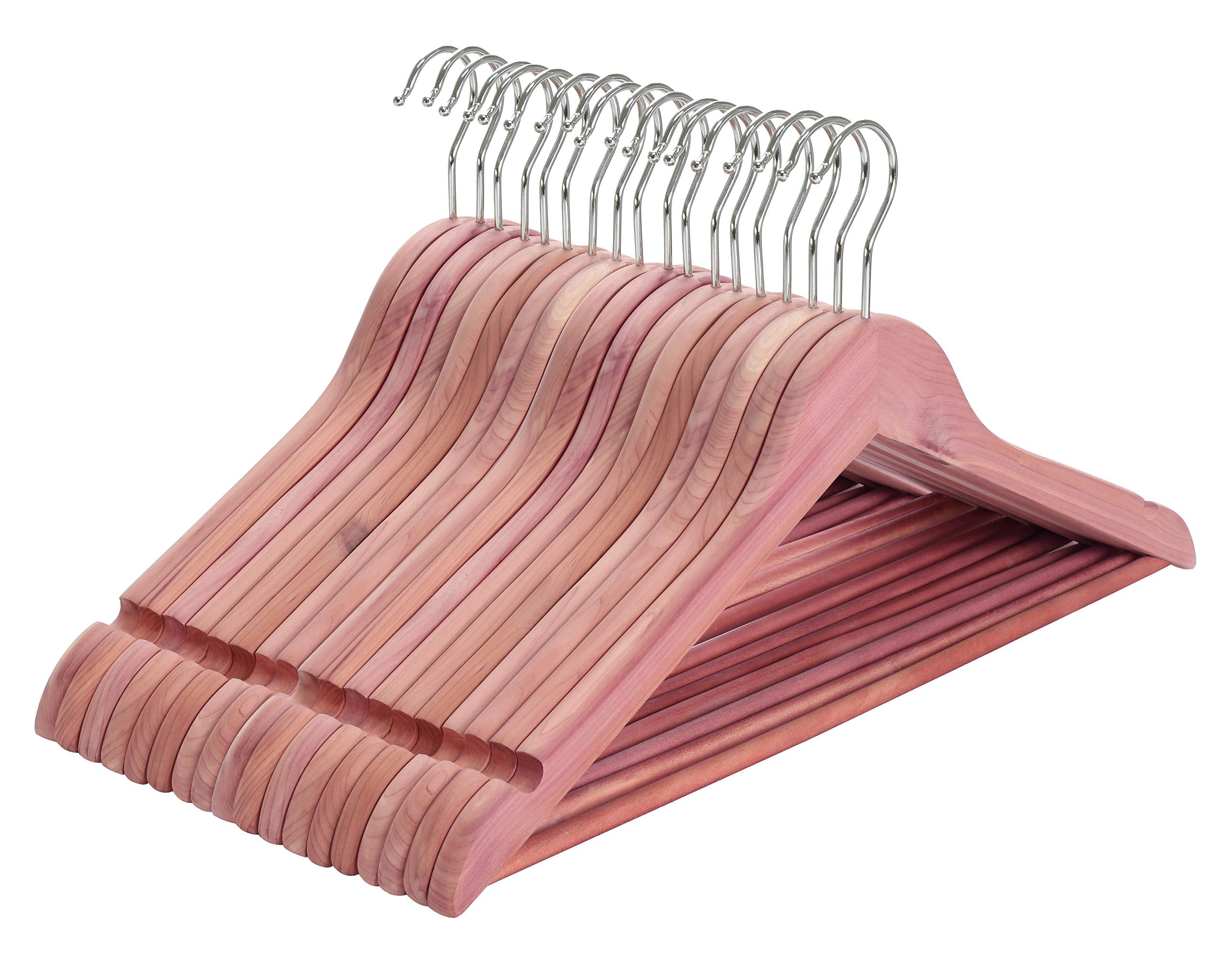Topia Hanger American Red Cedar Wooden Hangers 18 Pack, Clothes Hangers For Closet, Wood Suit Hangers With Smooth Cut Notches, 3