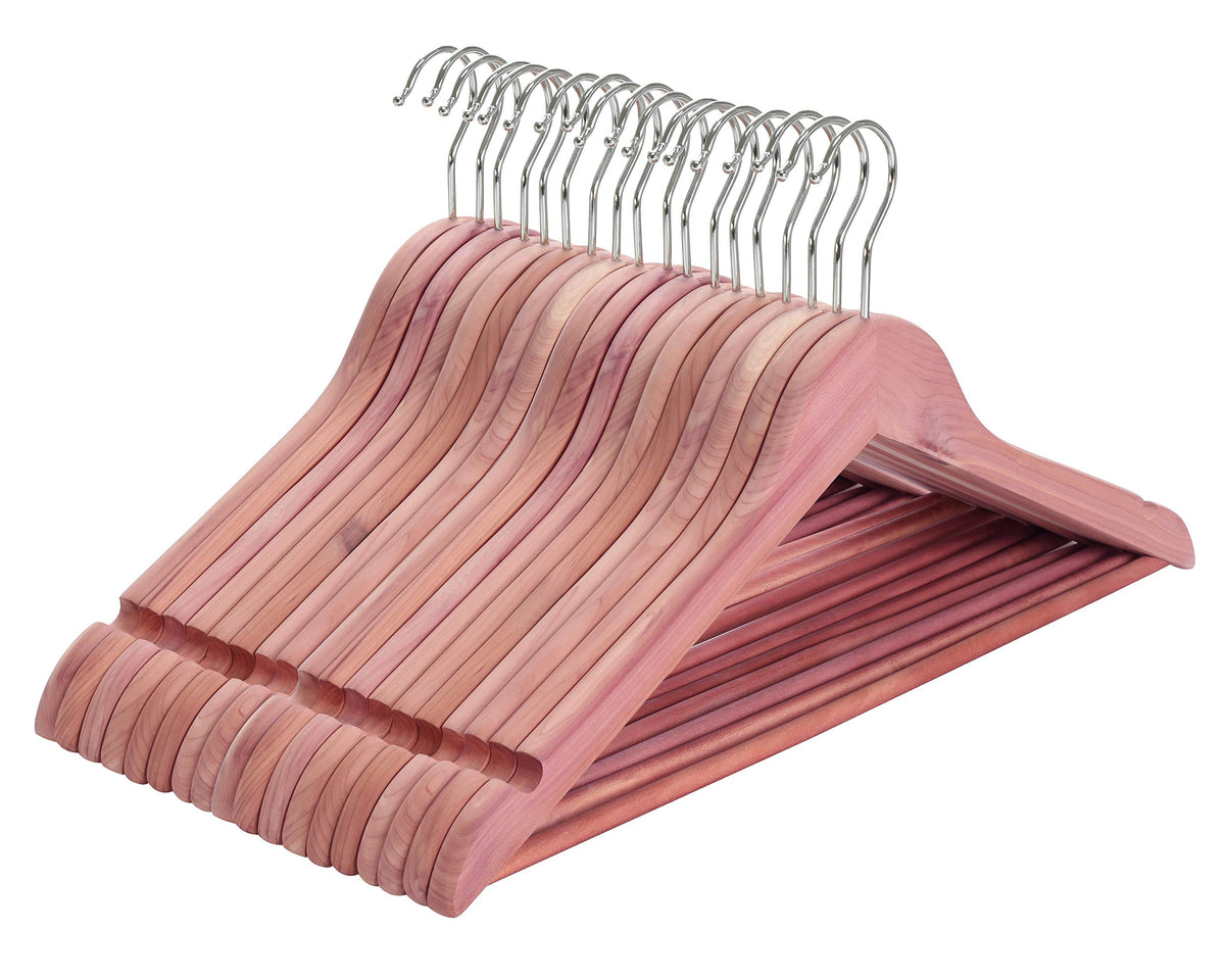 Topia Hanger American Red Cedar Wooden Hangers 18 Pack, Clothes Hangers For Closet, Wood Suit Hangers With Smooth Cut Notches, 3