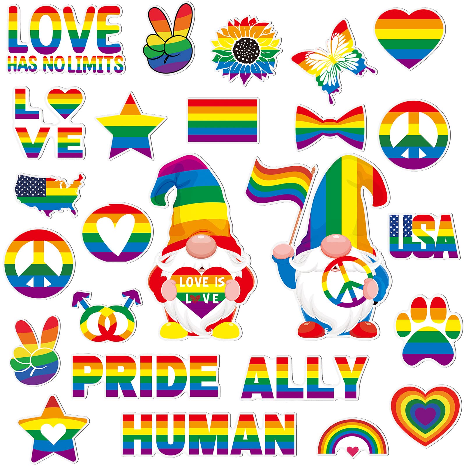 Fabbay 25 Pcs Rainbow Fridge Magnet Carnival Cruise Decor Magnetic Stickers Gay Pride Rainbow Souvenirs Gifts Refrigerator Magne