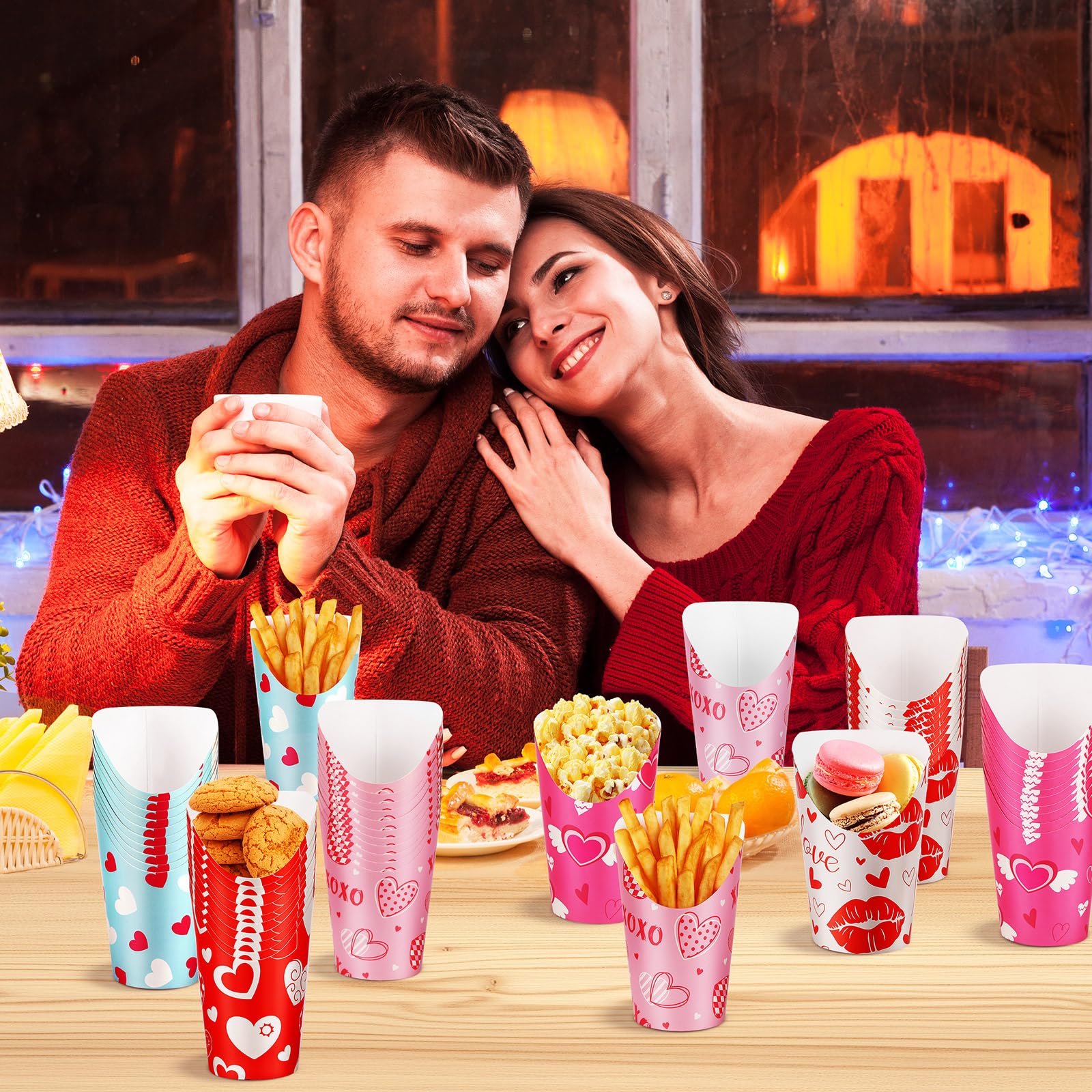 Decyool French Fries Holder Cups, 50Pcs Valentine'S Day Charcuterie Cups 12Oz Disposable Paper French Fry Cups Snack Appetizer C