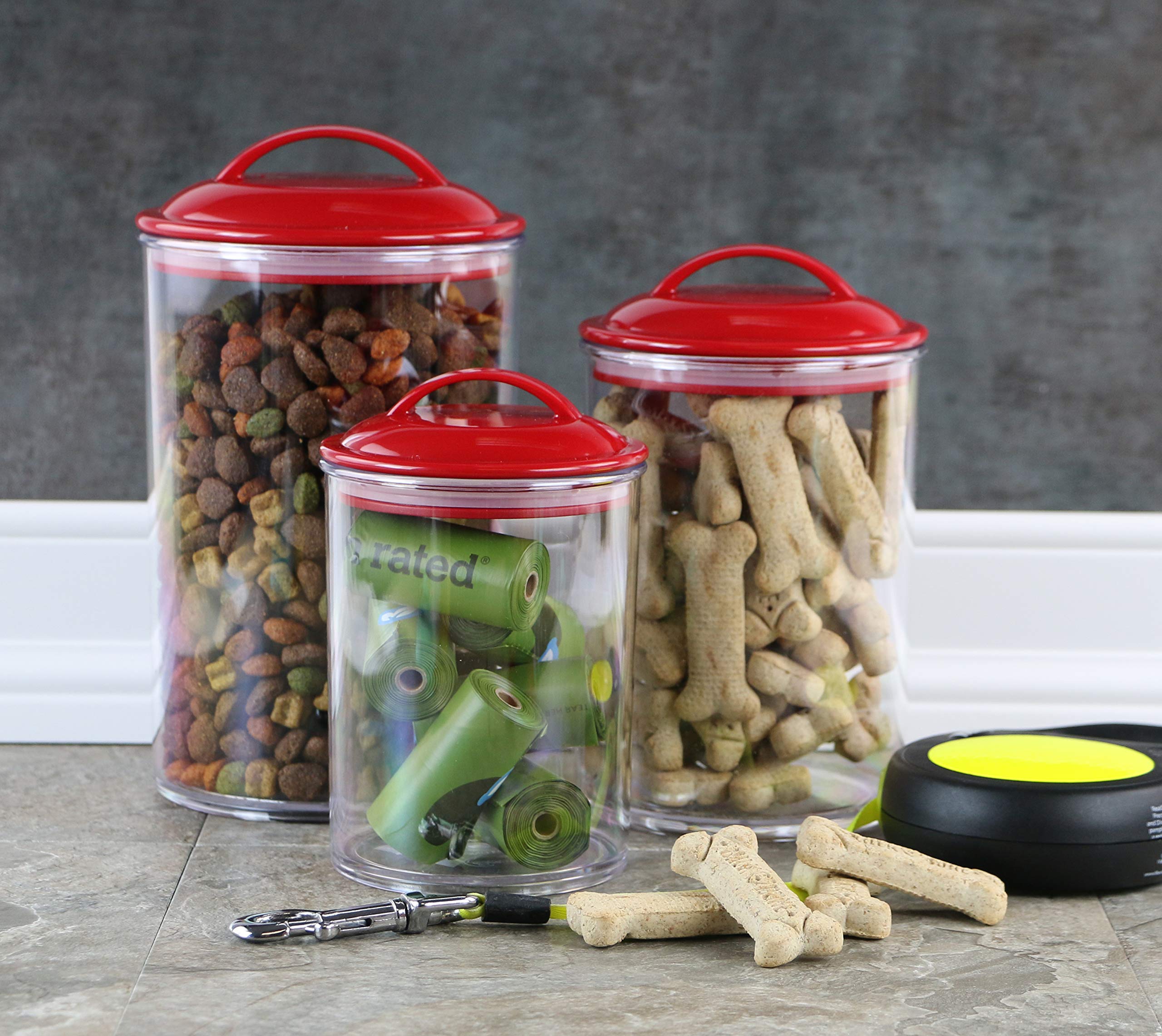Calypso Basics By Reston Lloyd Acrylic Storage Canisters, Set Of 3, Red