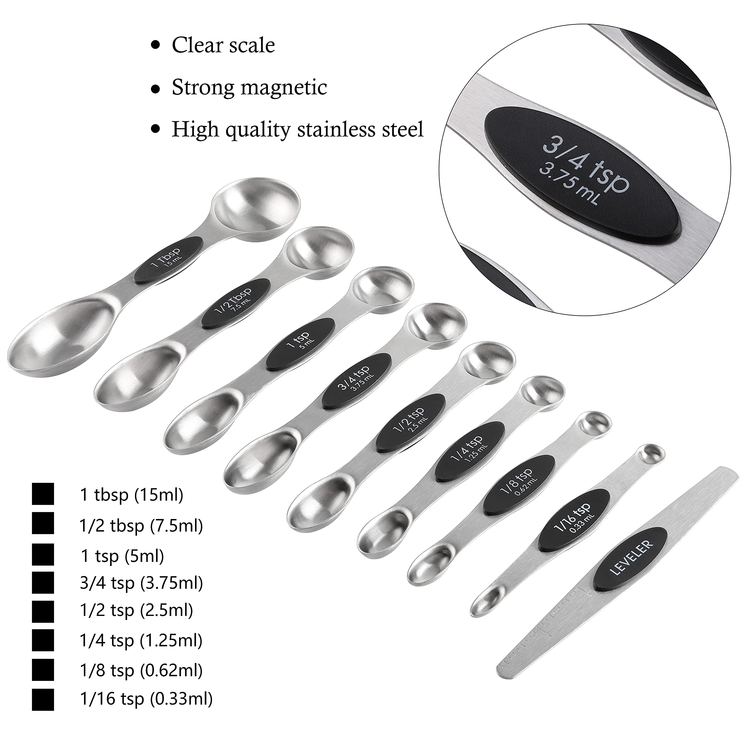 Measuring Cups And Spoons Set Stainless Steel Includes 8 Heavy Duty Measuring Cups 8 Double Sided Magnetic Measuring Spoons And