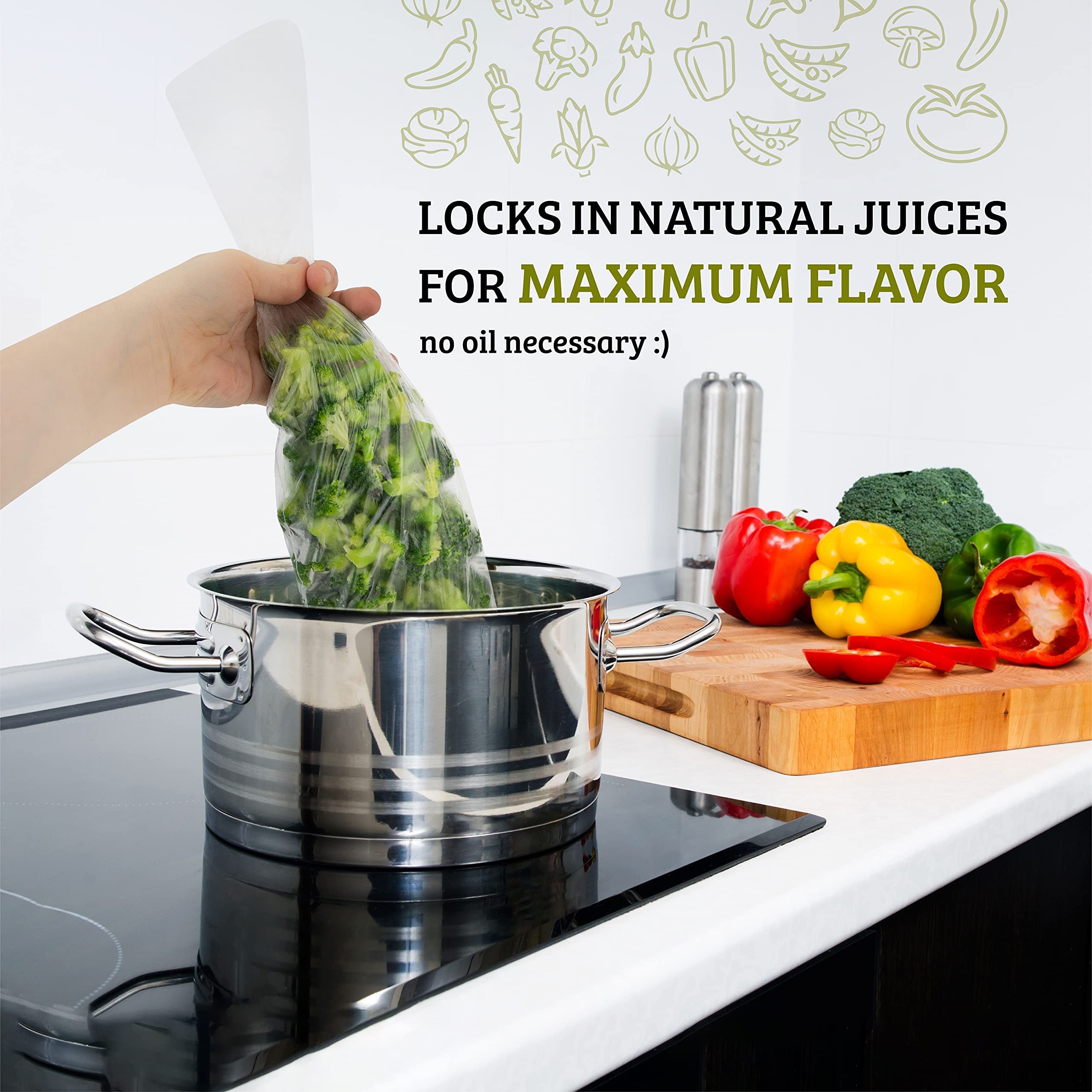 Disposable Heat Resistant Cooking Bags - Multi-Use Bpa-Free Plastic Food Bags Good For Poultry & Vegetables. For Cooking, Reheat