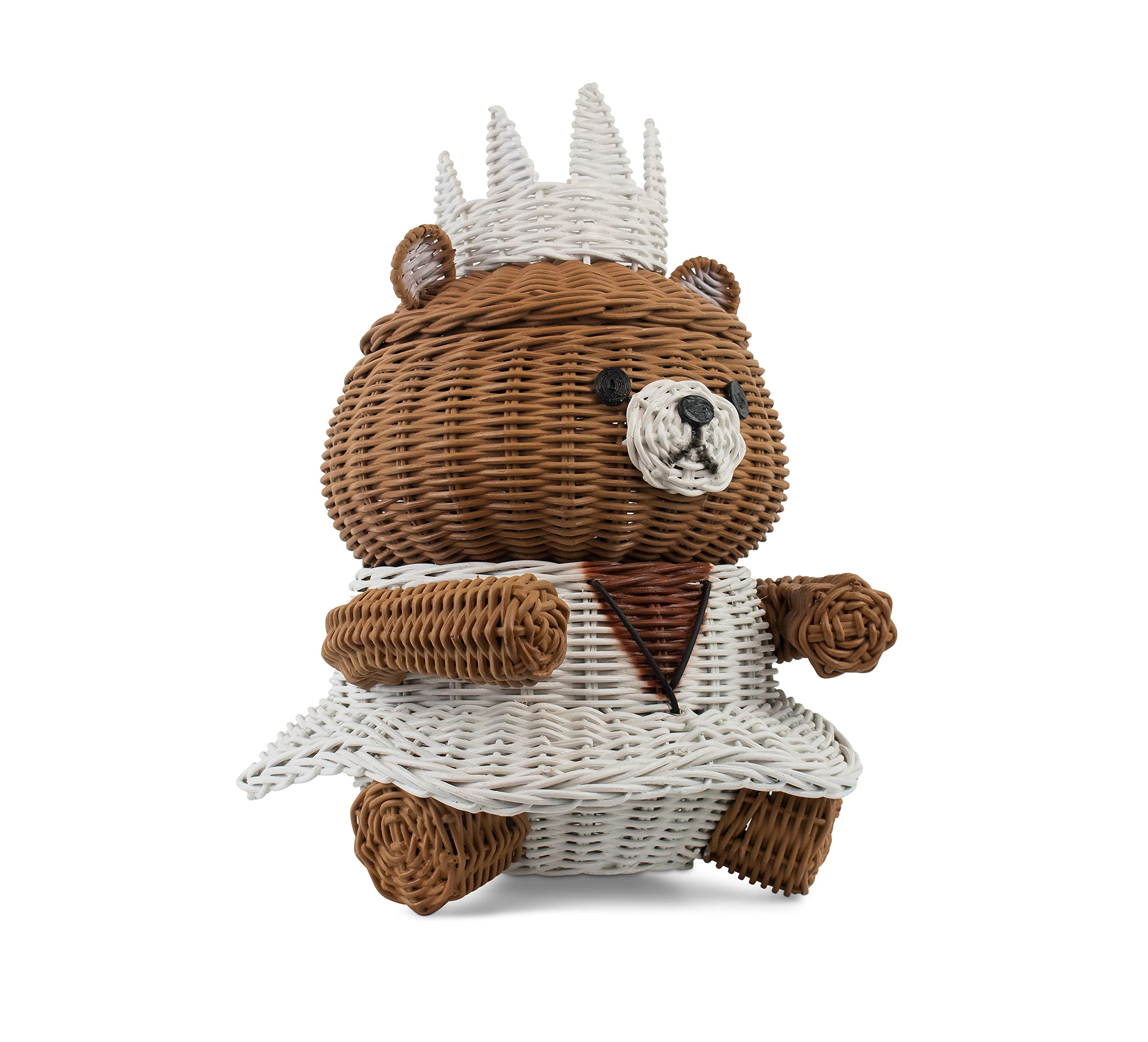 G6 Collection Bear Rattan Storage Basket With Lid Decorative Bin Home Decor Hand Woven Shelf Organizer Cute Handmade Handcrafted