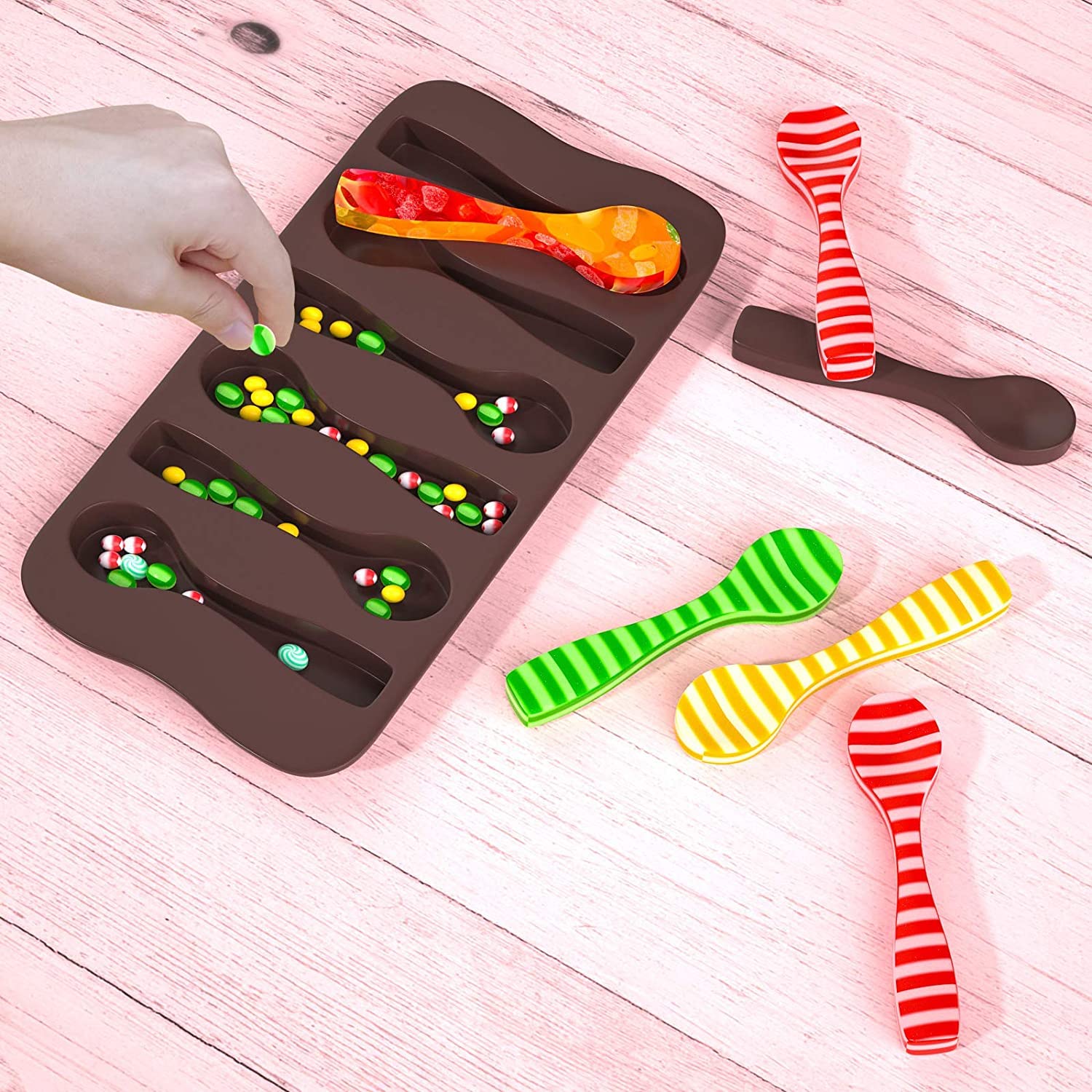 Spoon Shaped Chocolate Silicone Mold 3Pcs-6 Cavity Hot Chocolate Spoon Molds For Hot Cocoa & Coffee Butterscotch Handmade Chocol
