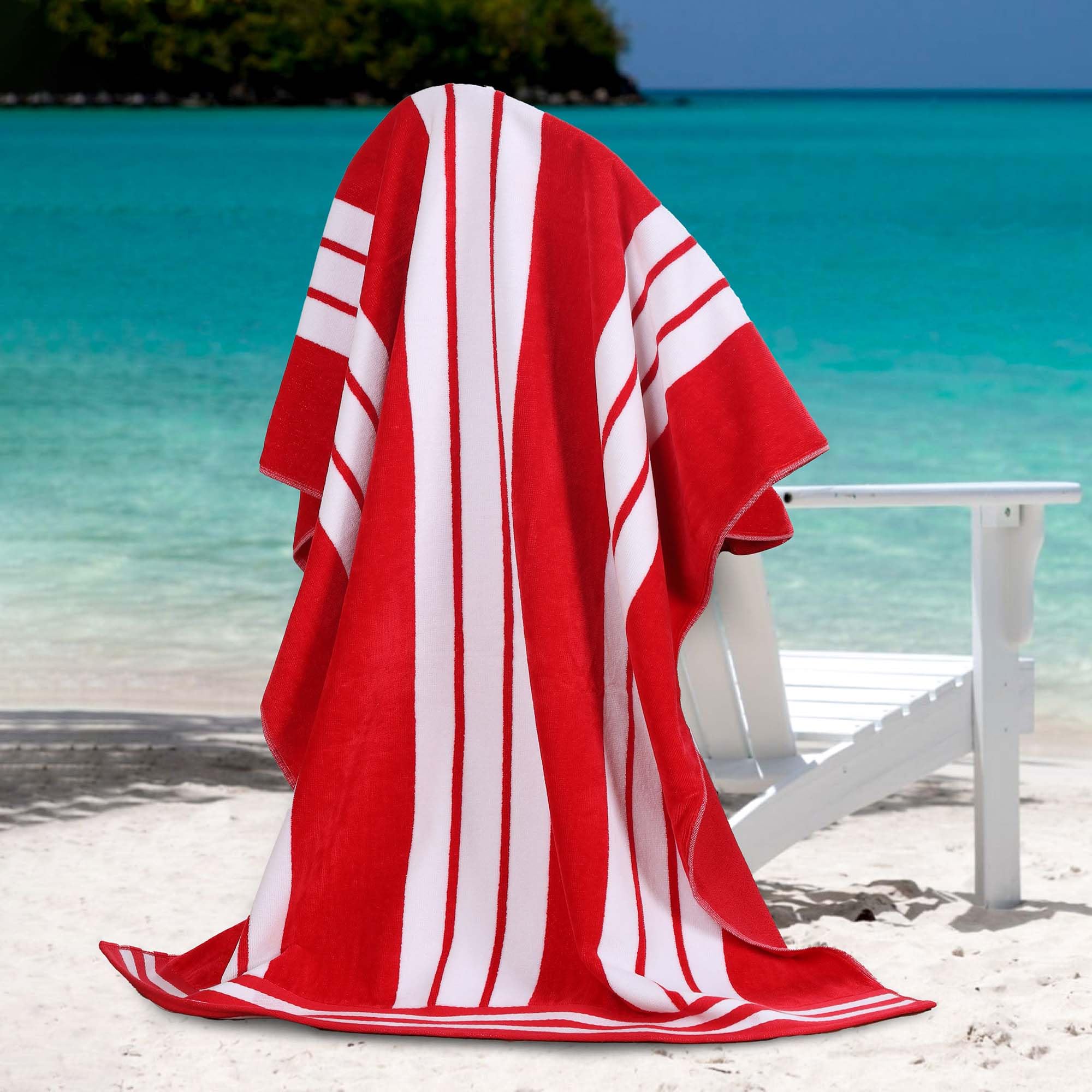 Superior Oversized Cotton Beach Towel Set of 2, Absorbent Towels for Bathroom, Beach, Pool, Swim, Adults, Kids, Vacation, Travel
