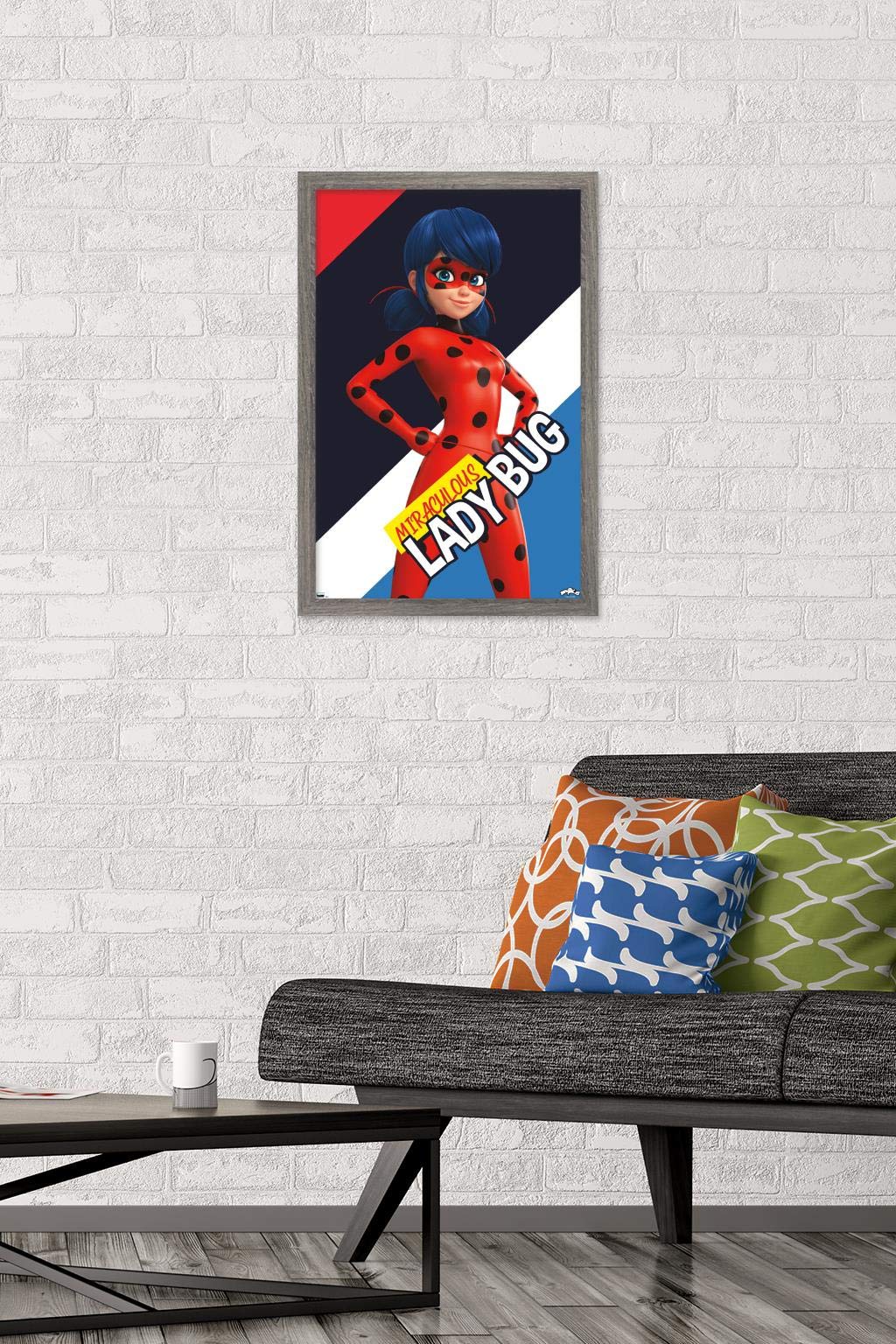 Trends International Miraculous-Ladybug Wall Poster, 14.725 In X 22.375 In, Barnwood Framed Version