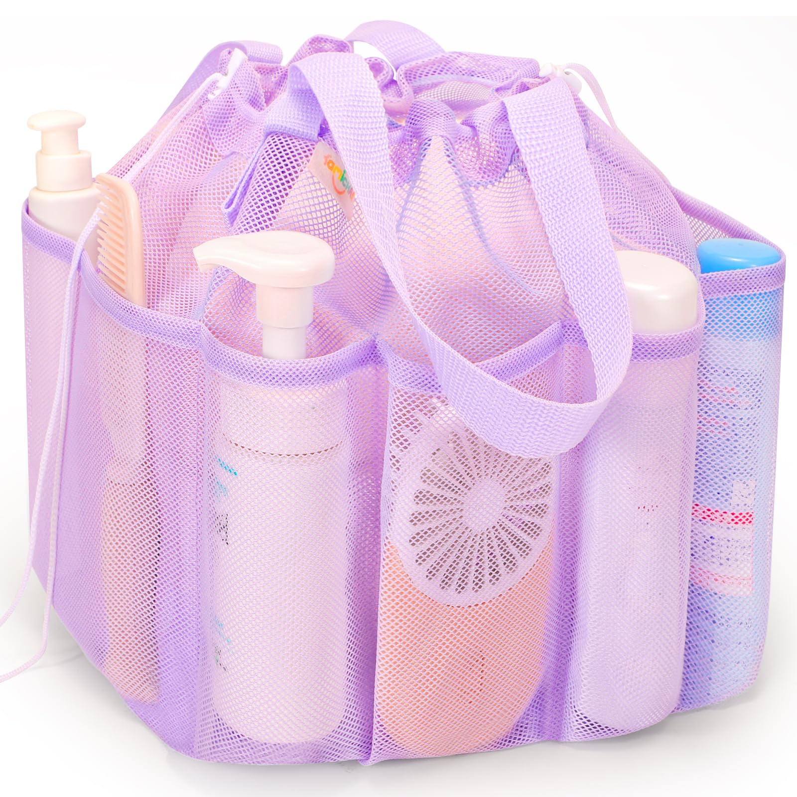 Famichan Mesh Shower Caddy Portable With Drawstring, Dorm Room Essentials For College Students Girl & Boy, Larger Shower Bag For