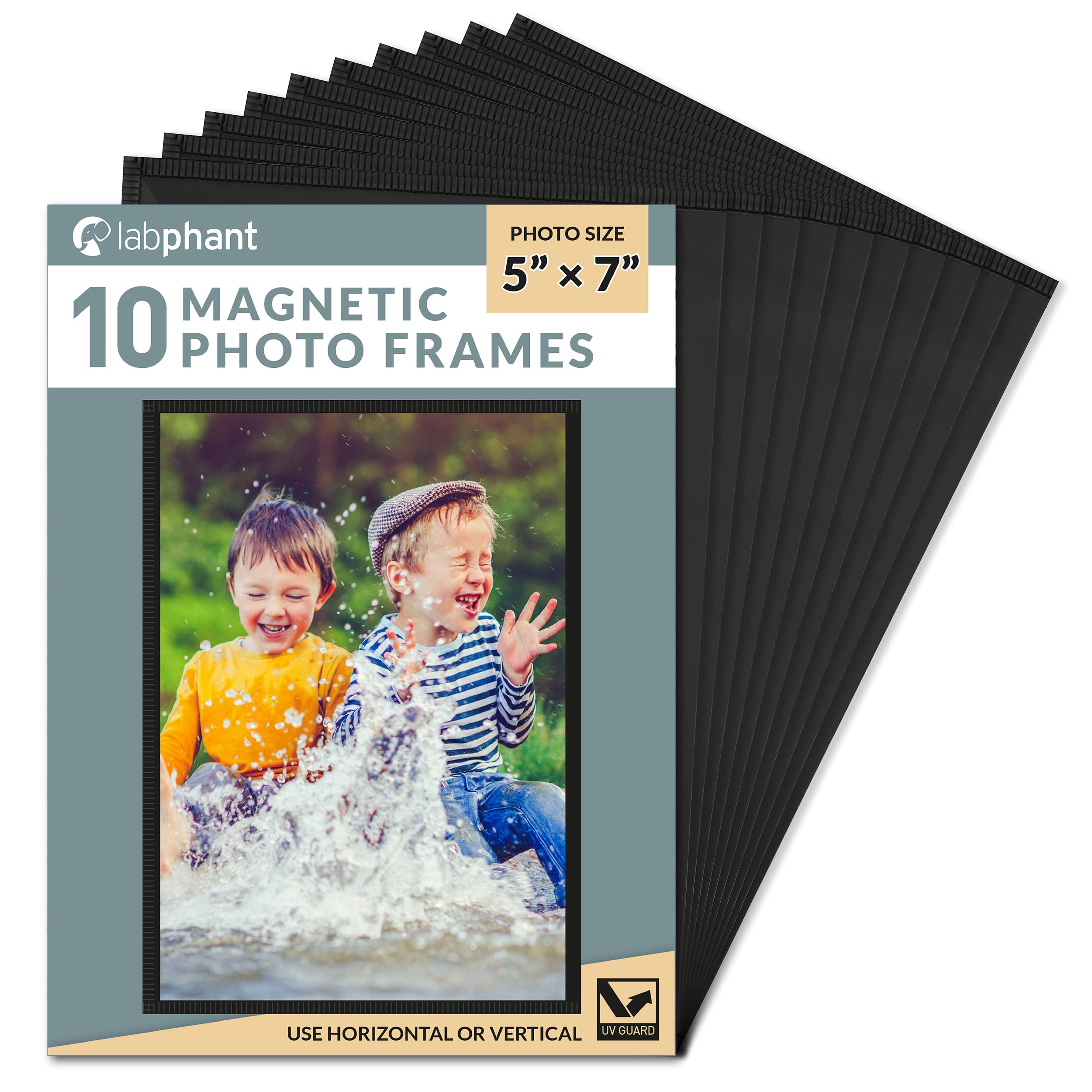 labphant 10 Pack 5x7 Inch Magnetic Picture Frames; Photo Pocket Frames with Black Borders for Fridge 5 x 7 Inch Great for Displa