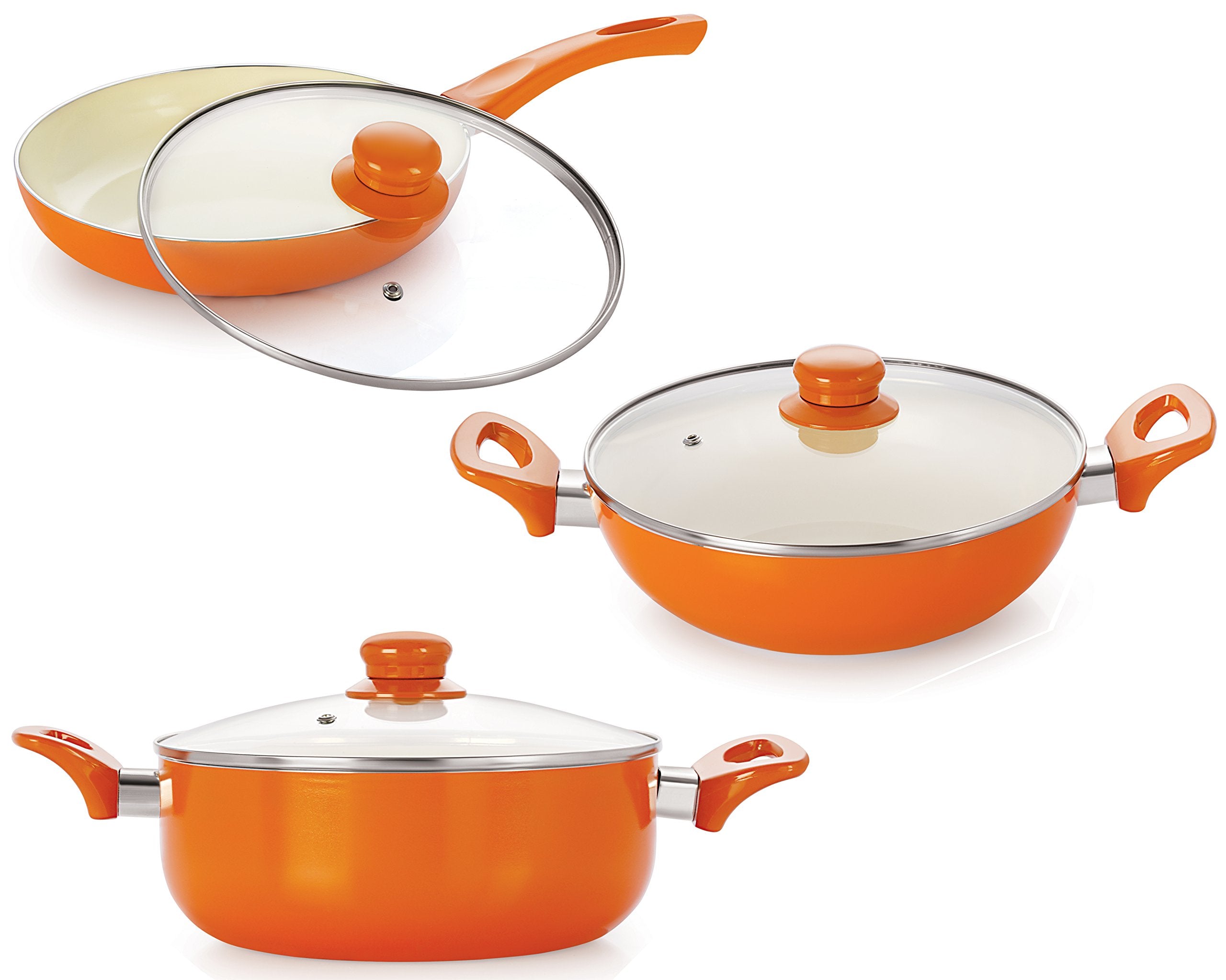 Nirlon Ceramic Coated NonStick Kitchen Cookware 6 Piece Combo Set