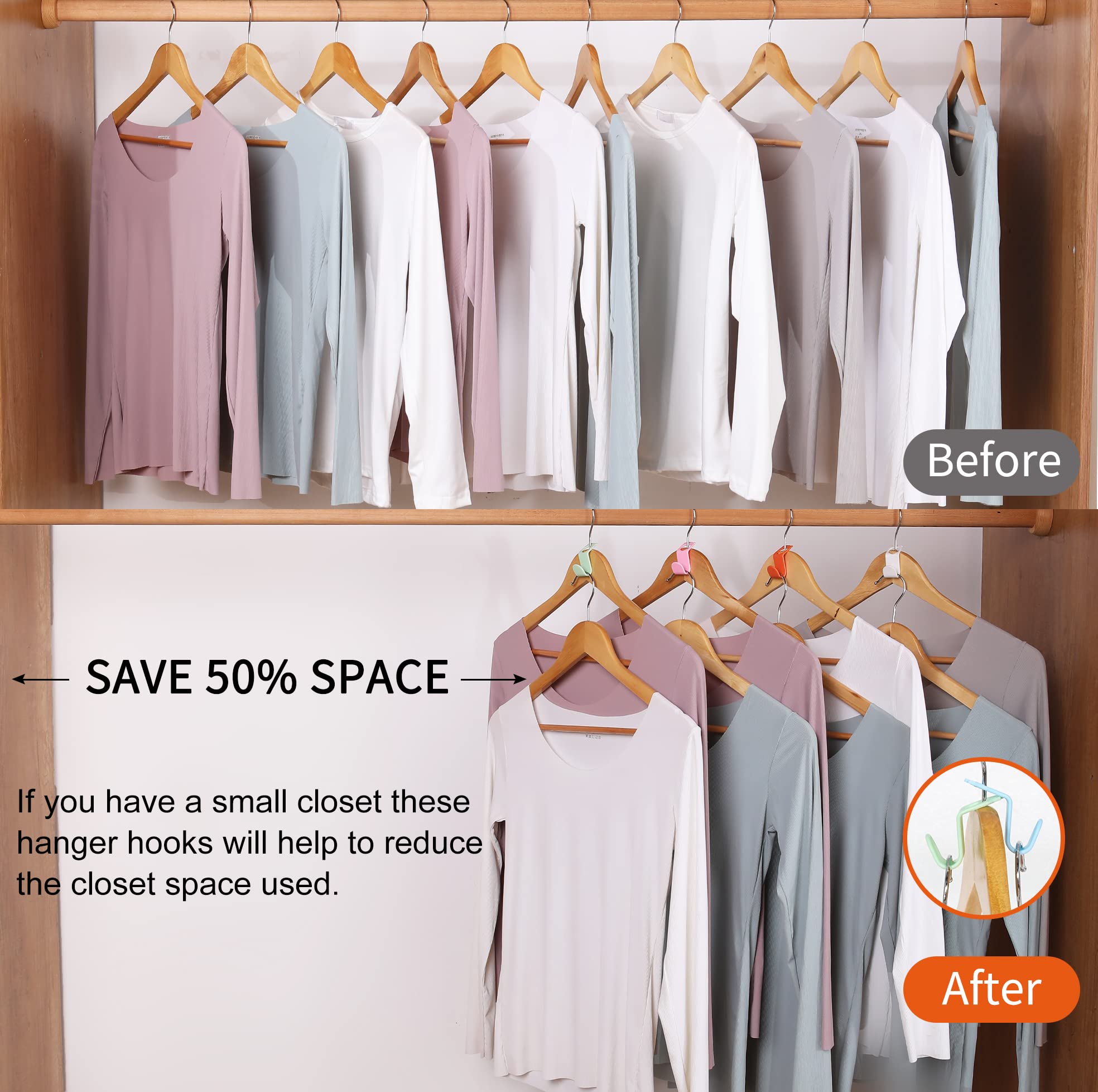 Slmt Clothes Hanger Connector Hooks 50Pcs Space Saving Hanger Extender Hooks Closet Organizer For Plastic Hangers Velvet Hangers