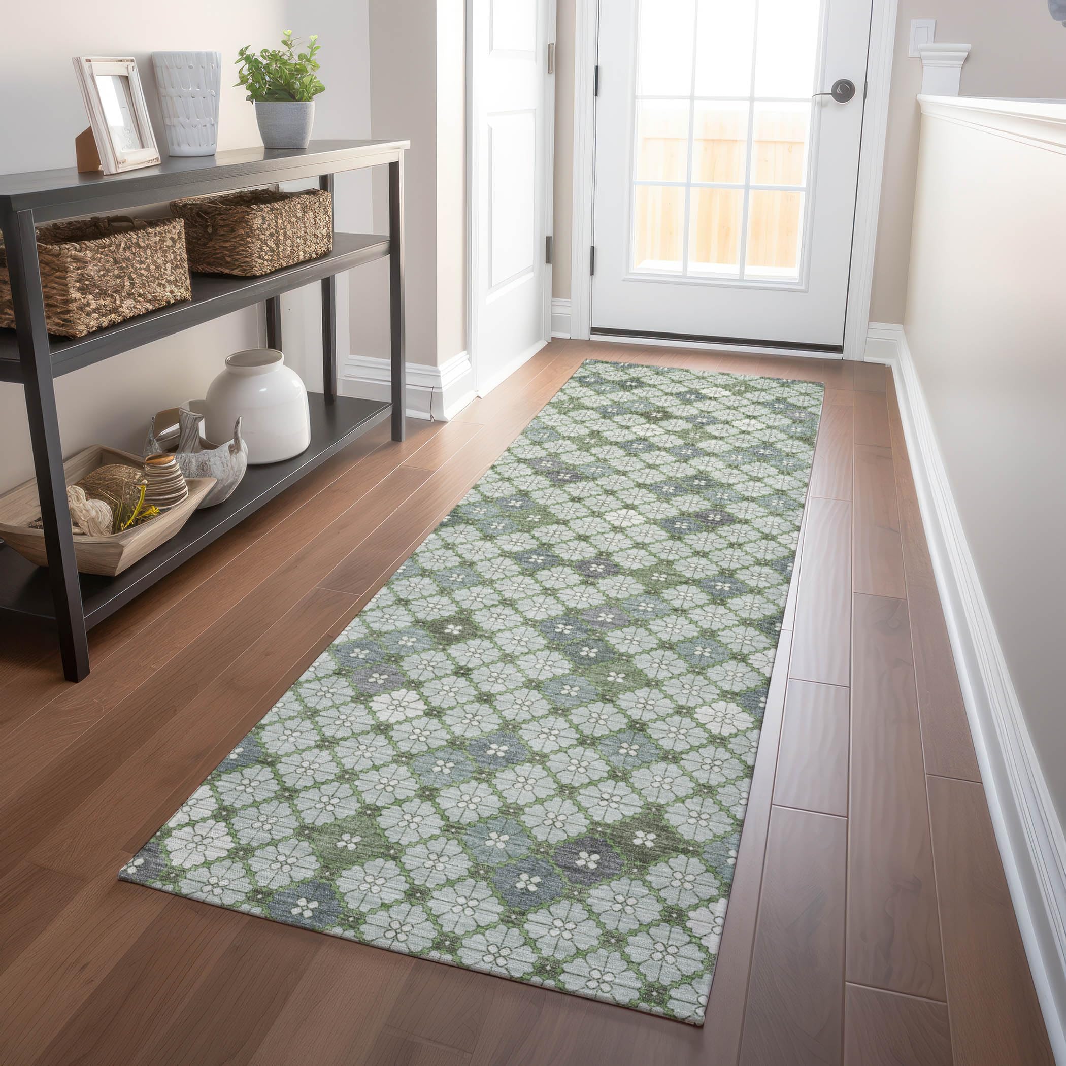 Machine Washable Indoor/Outdoor Chantille Mint 23 x 76 Runner Rug