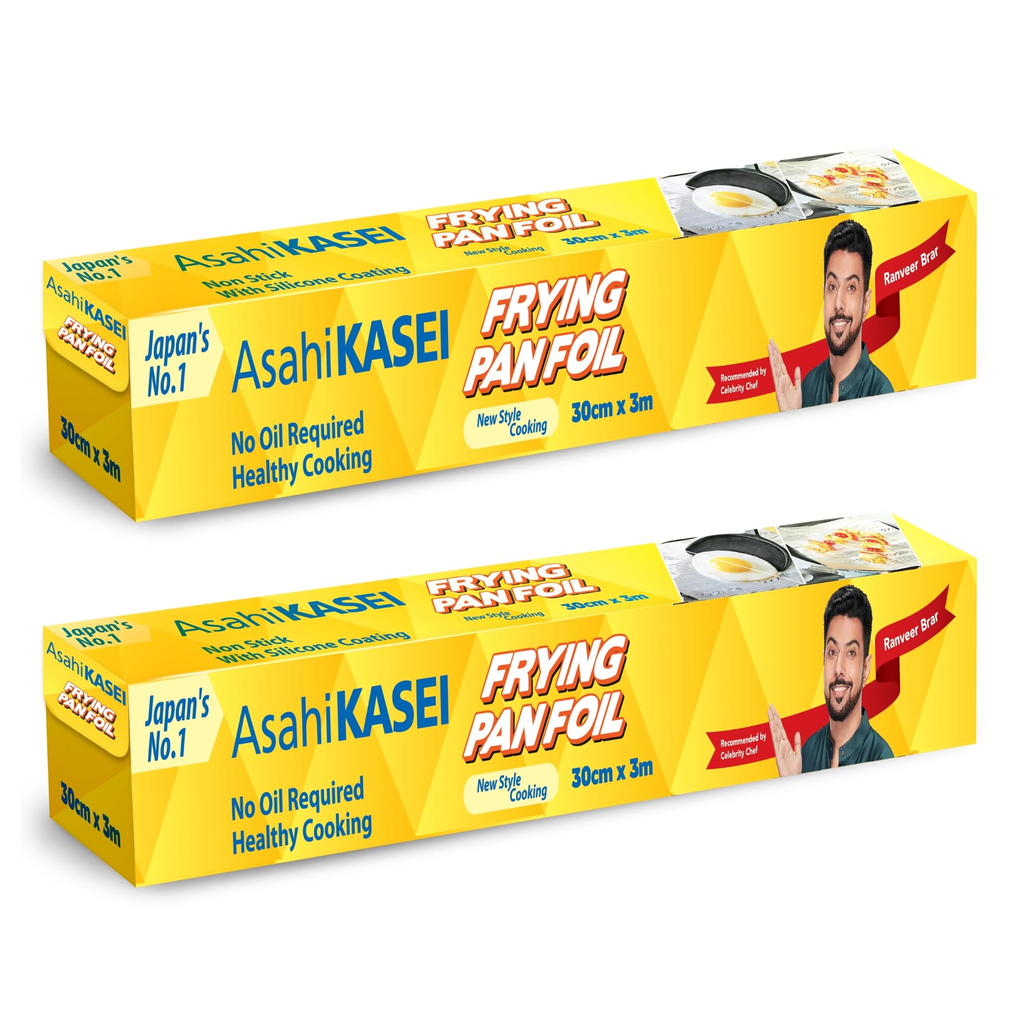 Asahi Kasei Frying Pan Foil 30Cm X 3M | Pack Of 2 | Oil-Free Cooking | JapanS Trusted Brand | Silicone Coated | Non-Stick | Heal