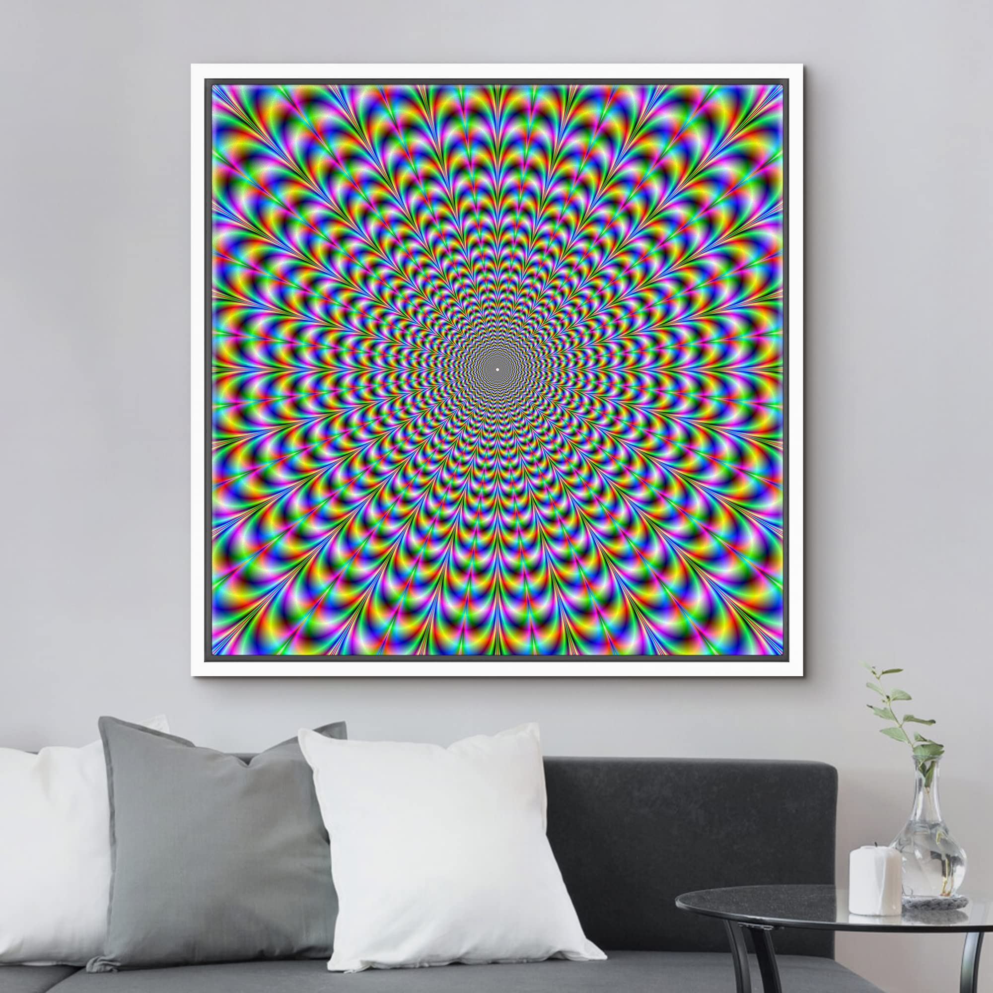 Wall26 Framed Canvas Prints Wall Art - Holographic Optical Illusion Spiral Rainbow | Modern Wall Decor/Home Decoration Stretched
