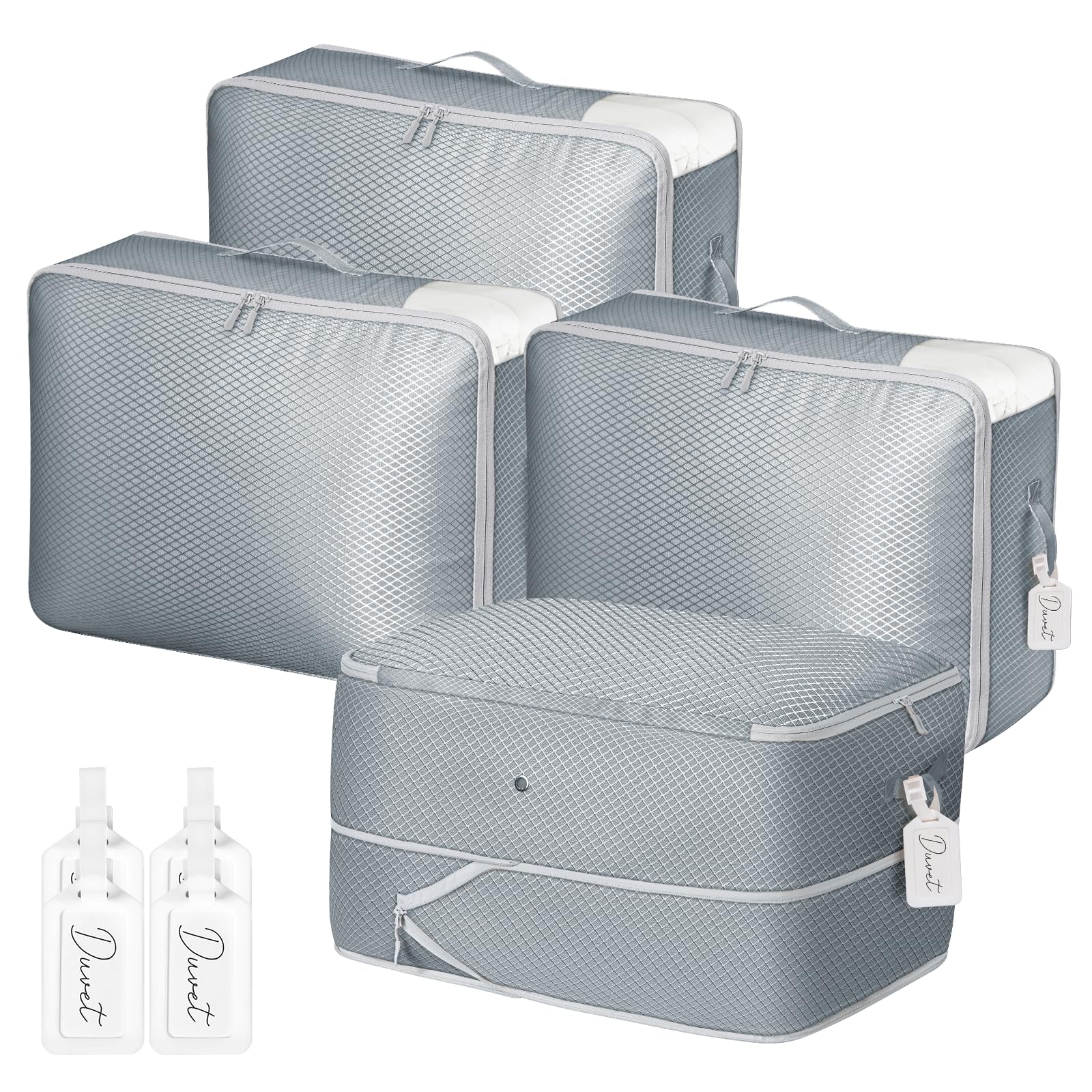 Dimj Comforter Storage Bag - Large Capacity Ultra Space Saving Self Compression Organize For Duvet, Pillow, Bedding, Blanket Sto