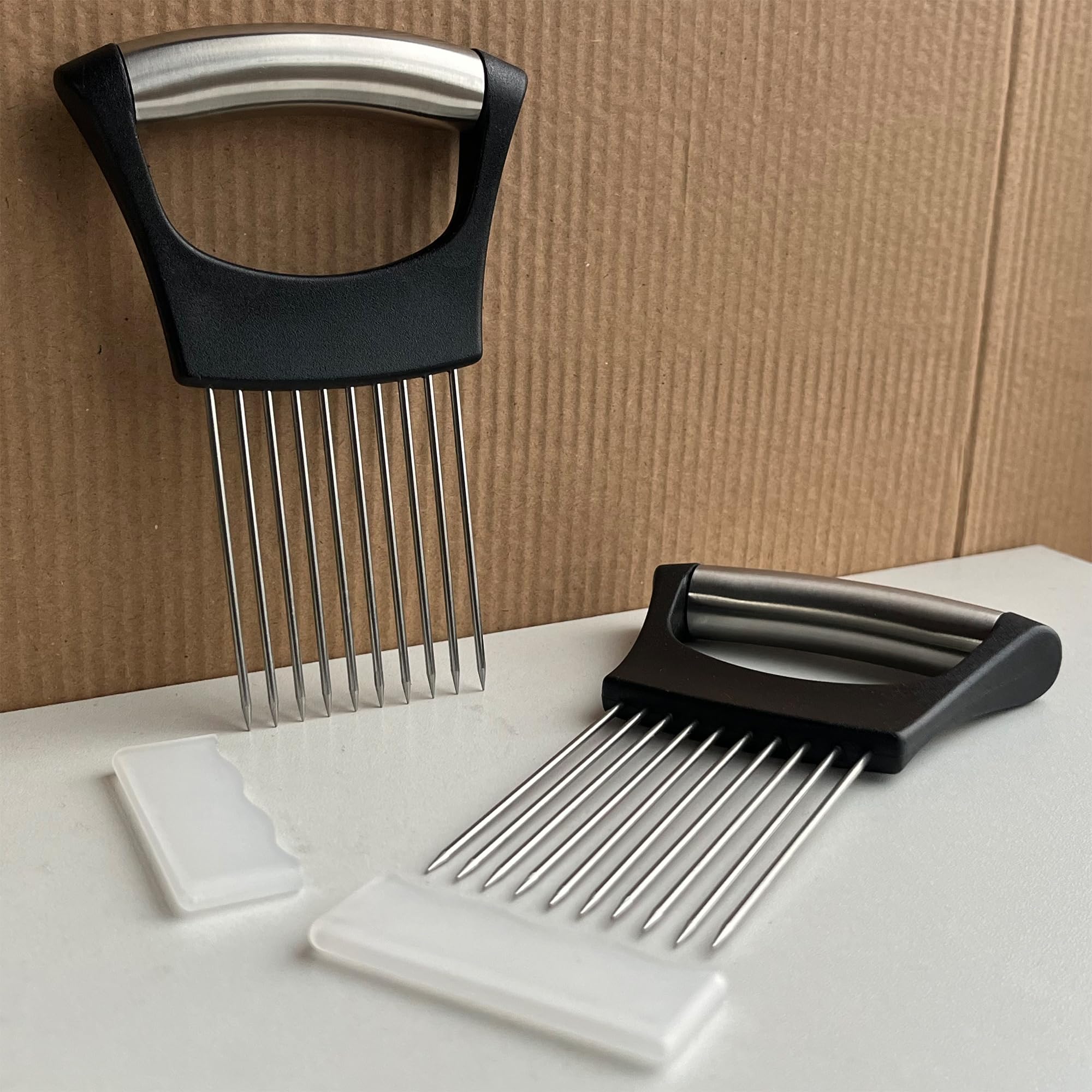 2 Pcs Onion Slicer Holder, Premium Vegetable Slicing Tool For Potato And Tomato, Food Cutter Assistant Tool For Slicing Fruit Le