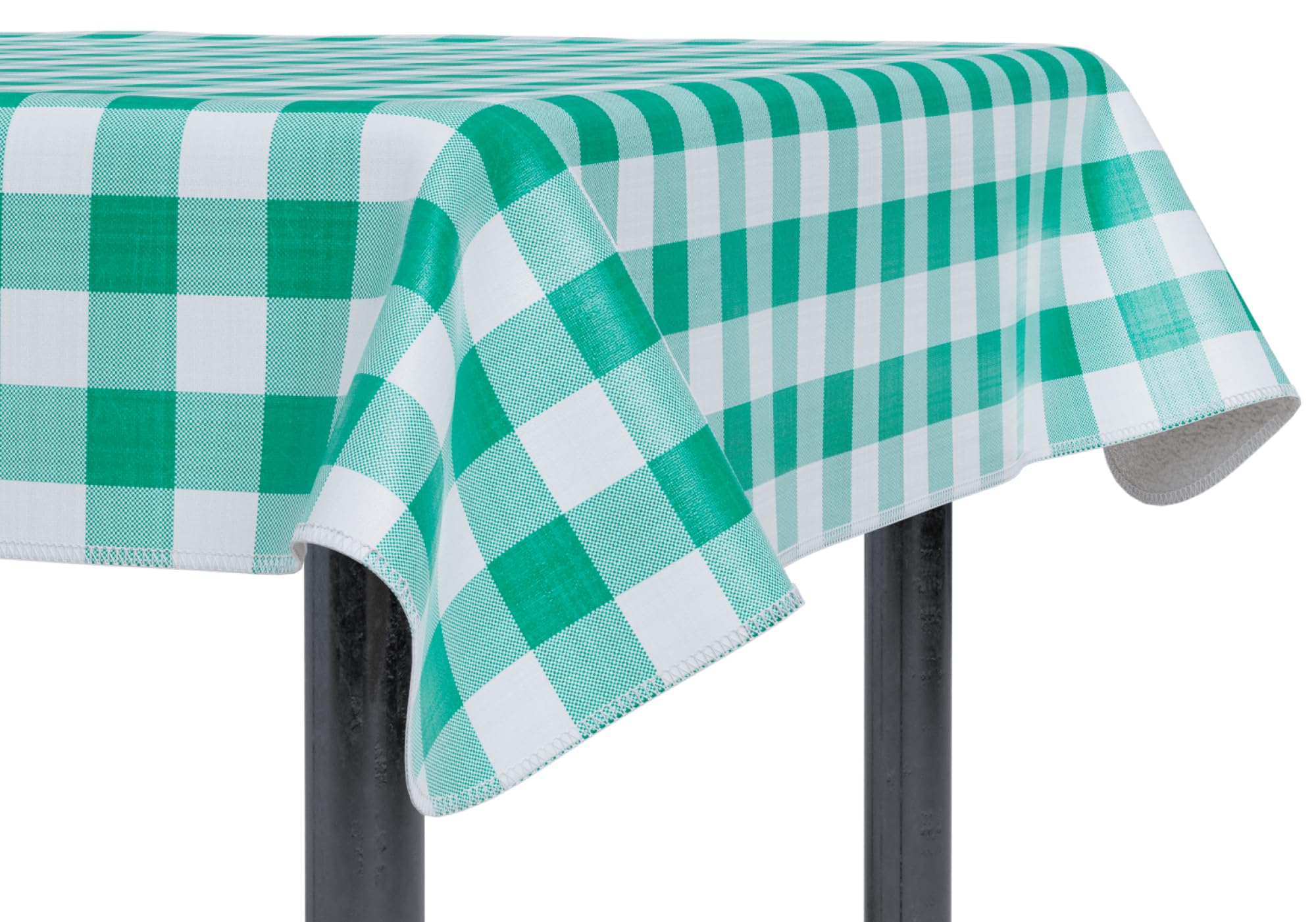 Sorfey Tablecloth - Vinyl With Flannel Back, 52''X72'' Rectangle, Water Proof, Easy To Clean, Checked Green Design
