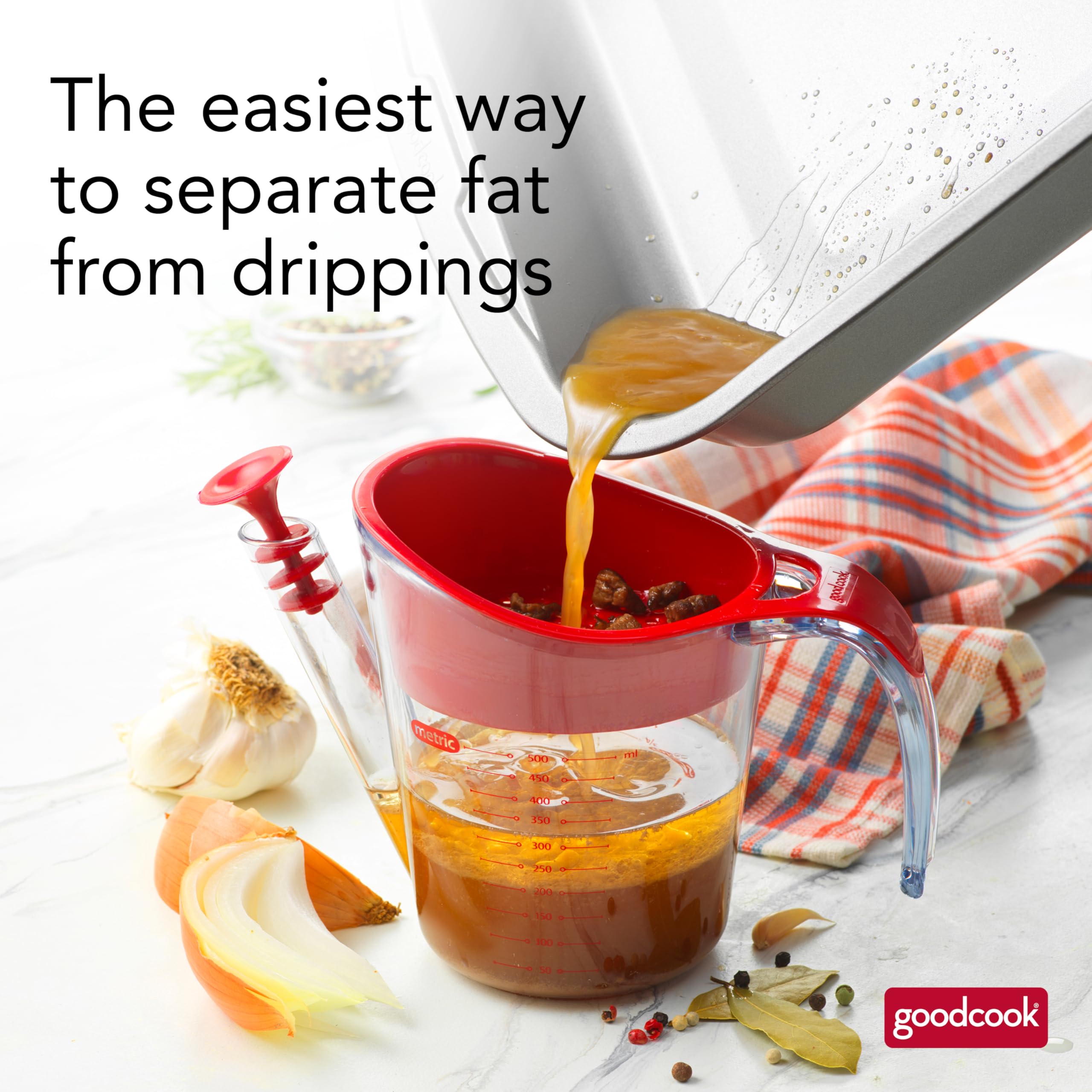Goodcook Everyday Fat Separator For Cooking, 2-Cup Heat-Resistant Separator With Pour Spout, Bottom Release Fat Separator For Bb