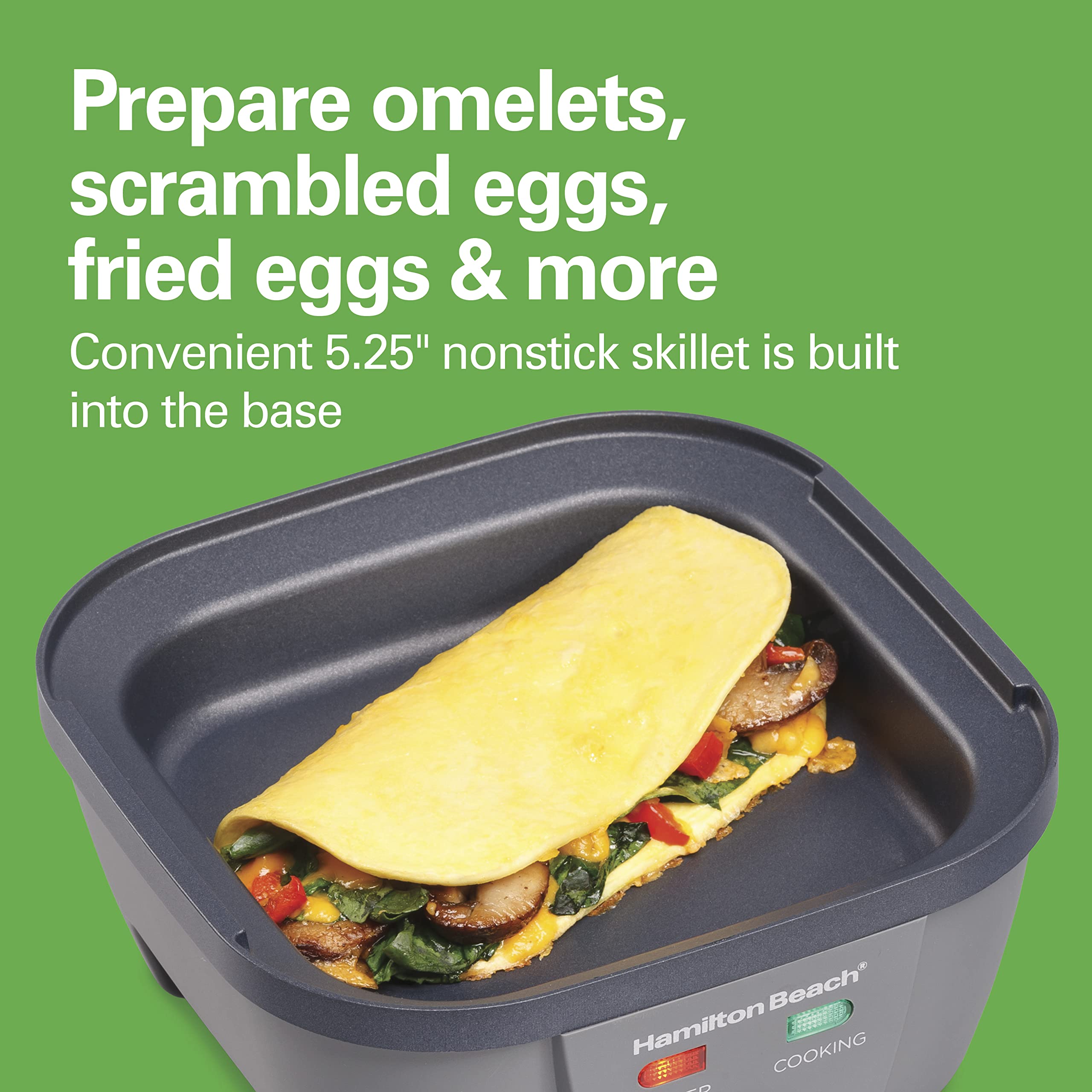 Hamilton Beach 6-In-1 Electric Egg Cooker For Hard Boiled Eggs, Sous Vide Style Egg Bite Maker And Poacher, 5.25    Non-Stick Sk