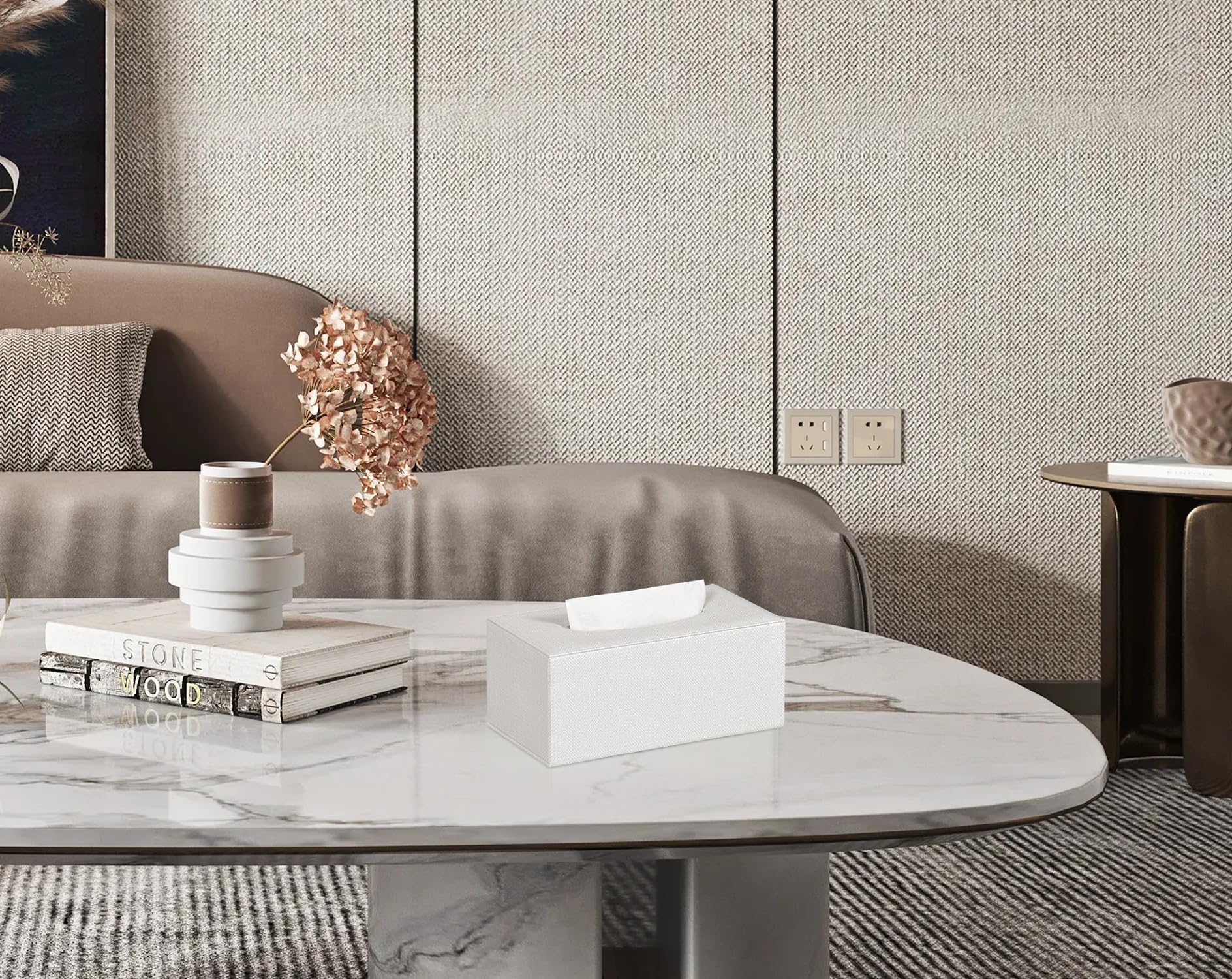 Colylan Tissue Box Cover Rectangular Tissue Box Holder For Bathroom (Beige)