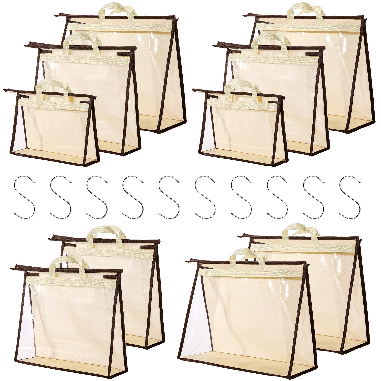 CINPIUK 10 Set Handbag Storage Organizer Dust Bags for Purses Handbags Closet, Clear Purse Protector Storage Bag Dust Cover for 