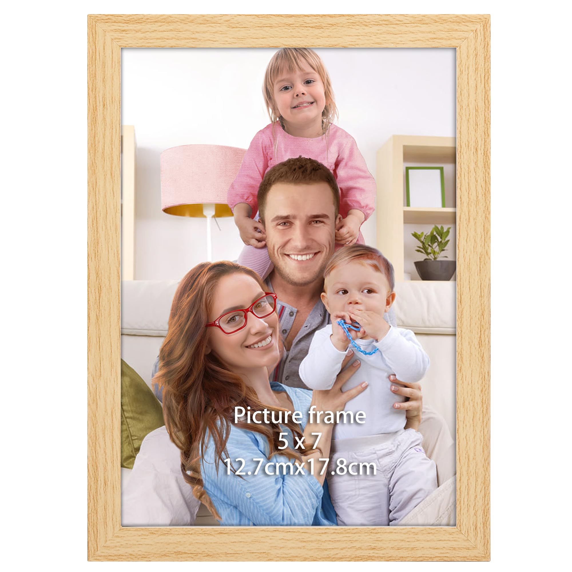 Giftgarden 5x7 Picture Frame Natural Woodgrain, 5 by 7 Thin Photo Frame for Wall Tabletop Display, Single