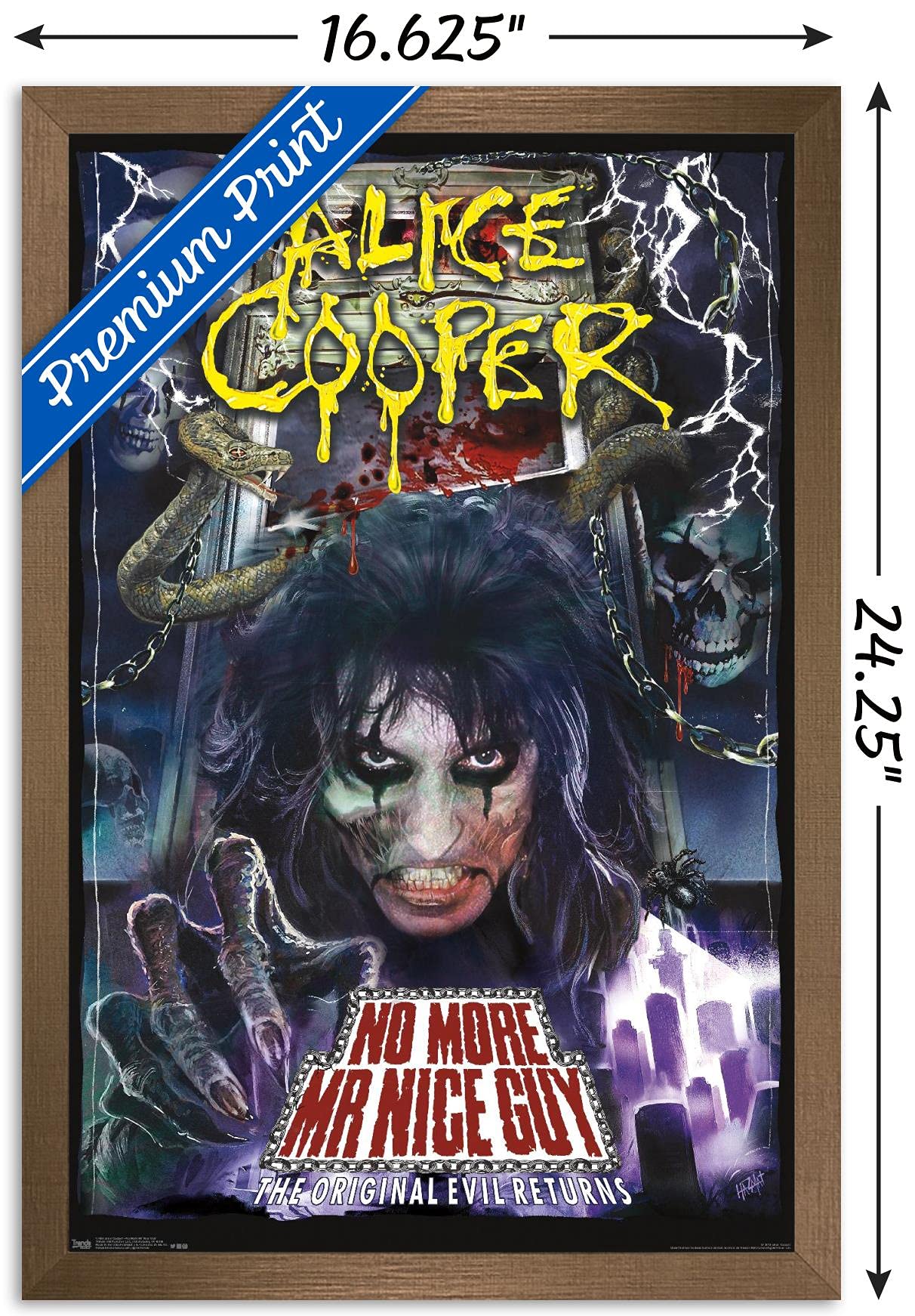 Trends International Alice Cooper - No More Mr. Nice Guy Wall Poster, 14.725'' X 22.375'', Bronze Framed Version