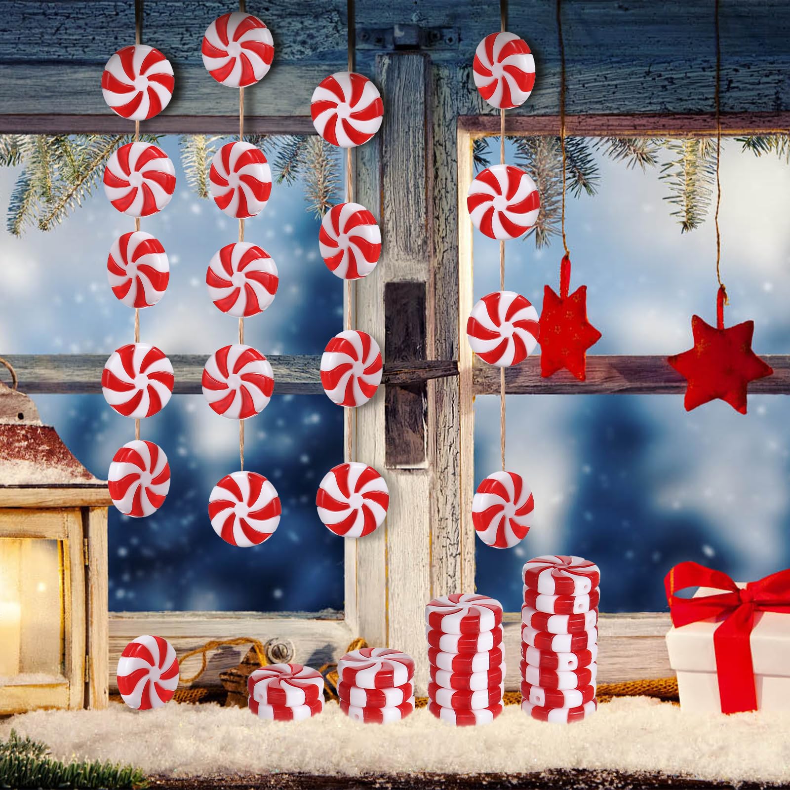 SOIMISS 50pcs Christmas Candy Decorative Hanging Pendants for Tree Ornament Craft Accessories Peppermint for Holiday Festivities