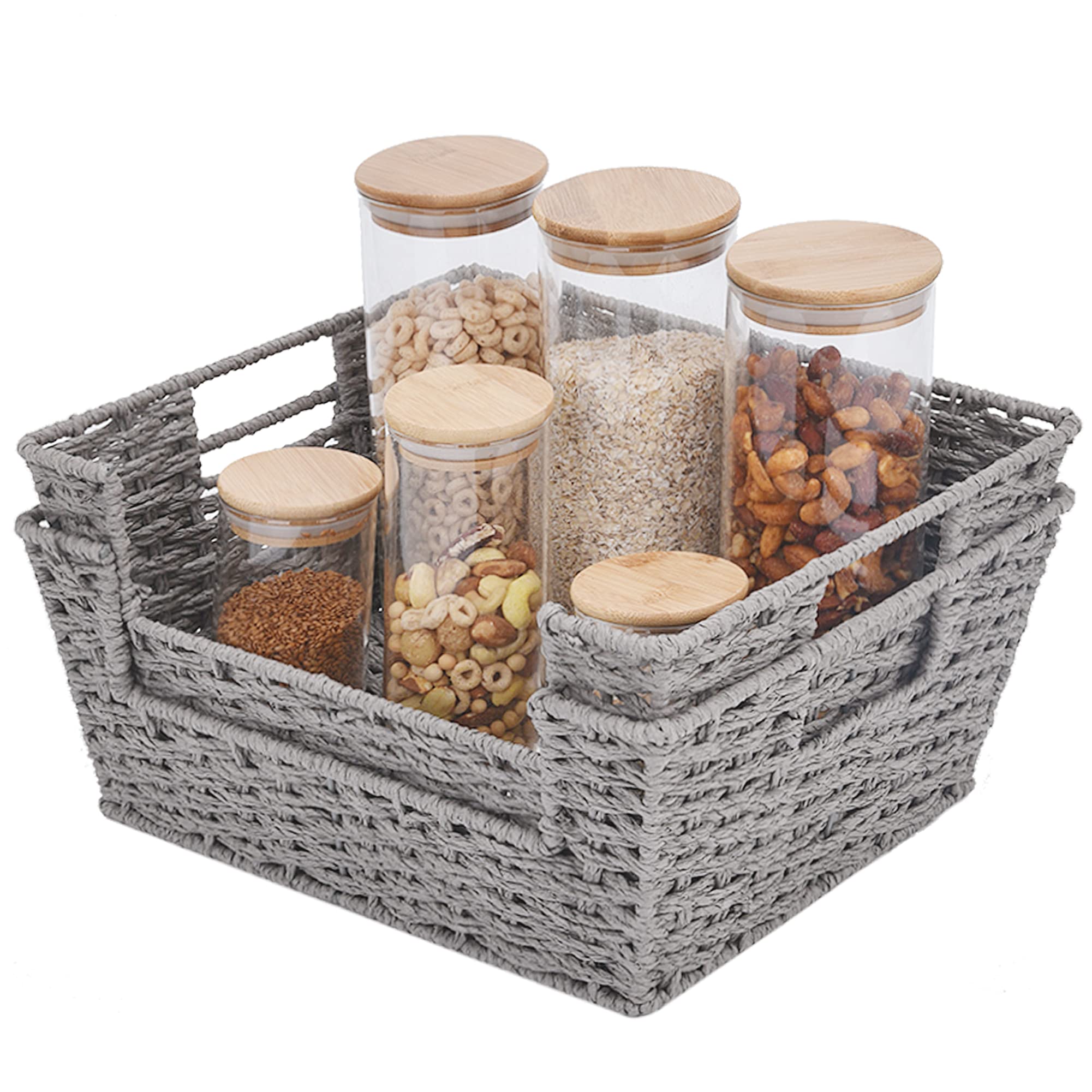Storageworks Wicker Baskets For Storage, Pantry Baskets Organization And Storage, Pantry Storage Baskets, Handwoven Wicker Baske