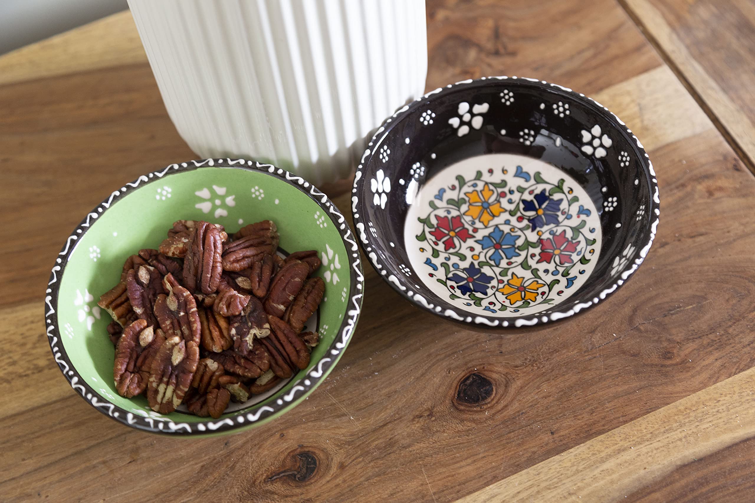 Ceramic Dessert Bowls Set Of 2 - Cute Bowls For Dessert, Appetizer, Dips, Candy, Small Fruits, Nuts, Ice Cream, Rice - Colorful