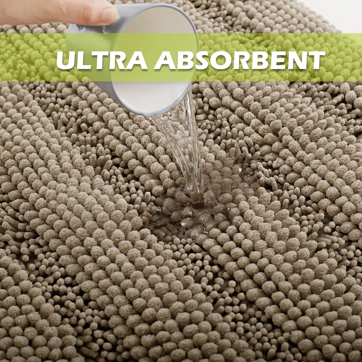 Large Bathroom Rugs - Soft Bath Mat Water Absorbent Non-Slip Quick Drying Thick Shaggy Bathtub Floor Carpet Decor Toilet Kitchen