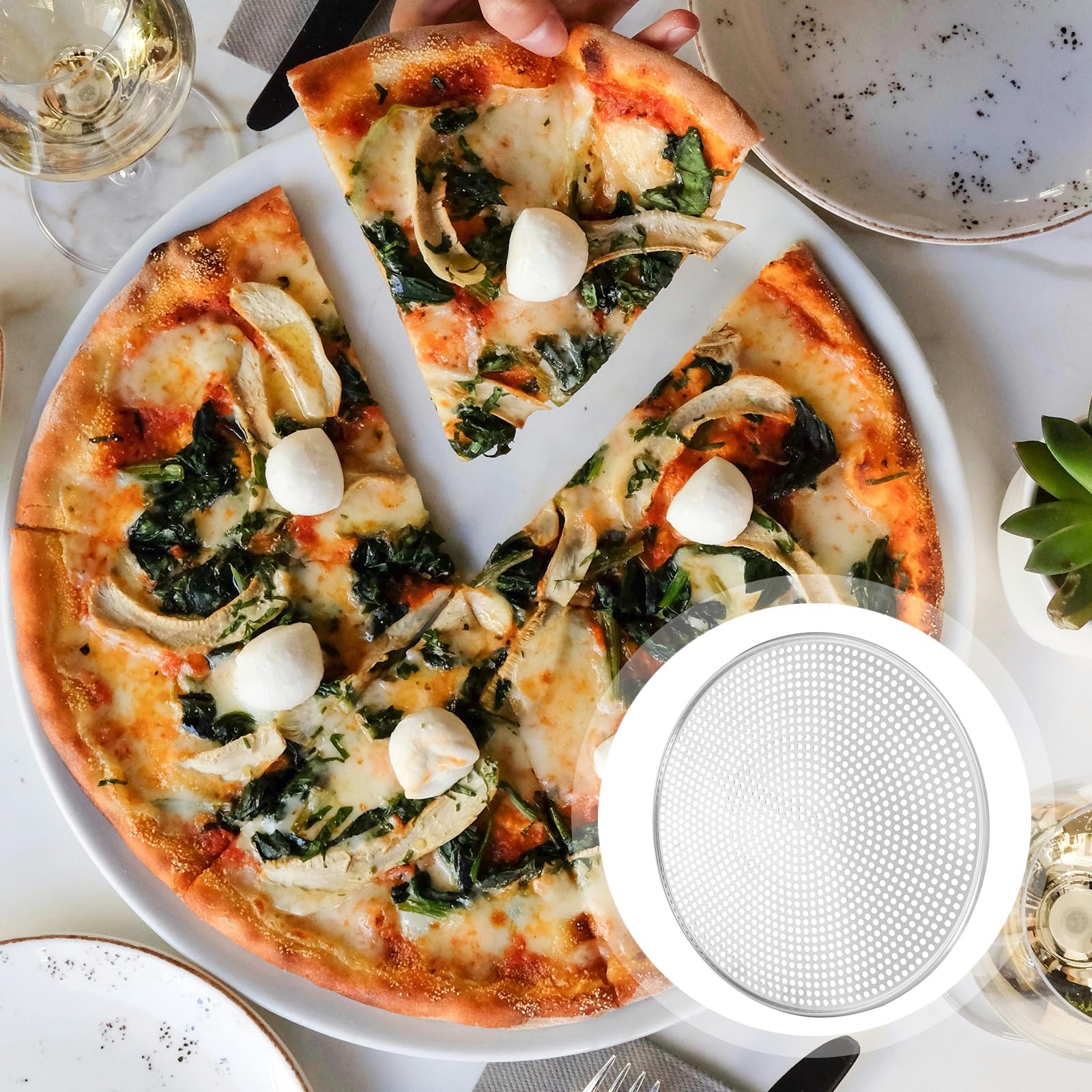 Happyyami Stainless Steel Pizza Pan With Holes 16Inch Round Mesh Pizza Baking Screen Pizza Tray Pizza Crisper Tray Bakeware For