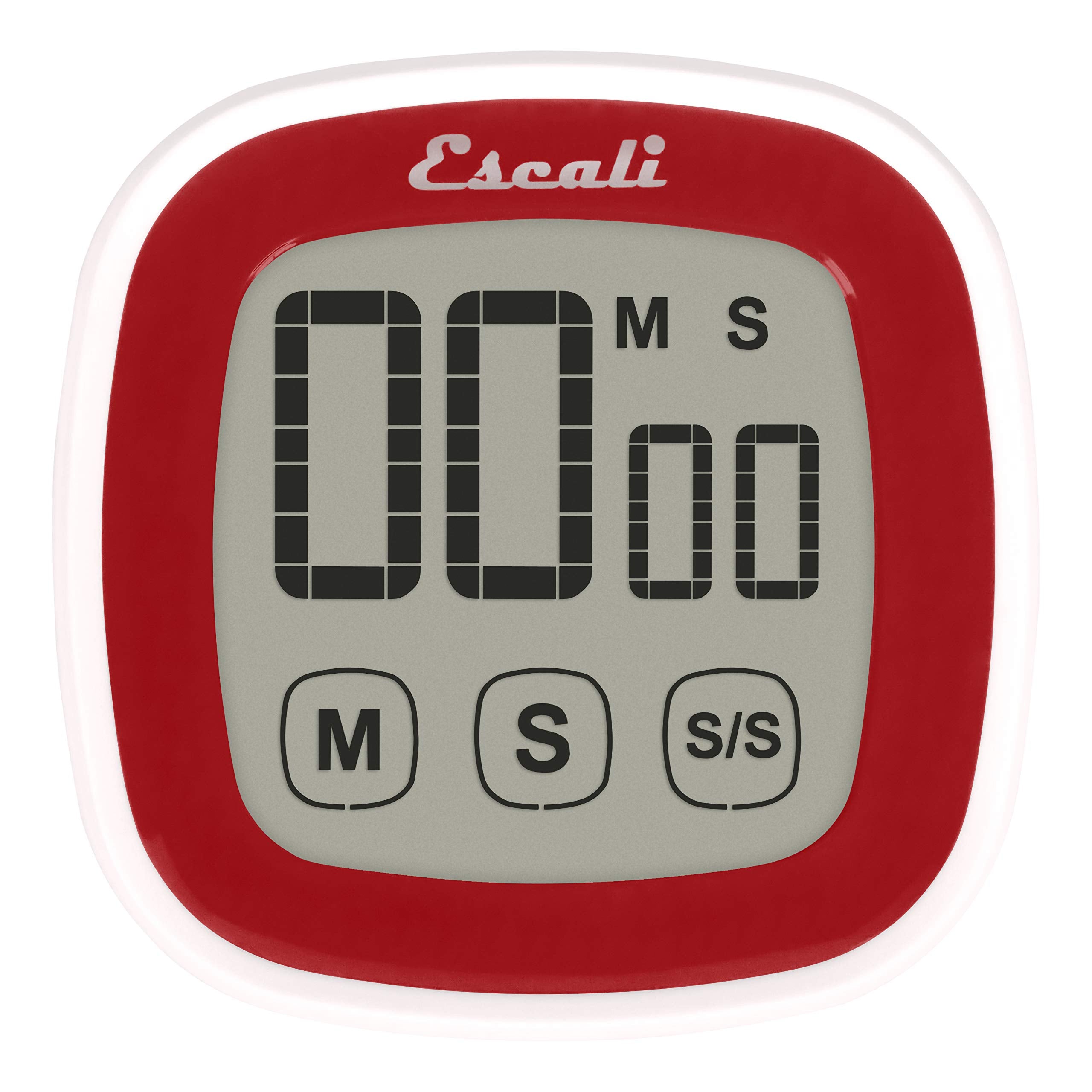 Escali Touch Screen Lcd Display Digital Timer, Easy To Read And Touch Sensitive Controls Battery Saving, Red