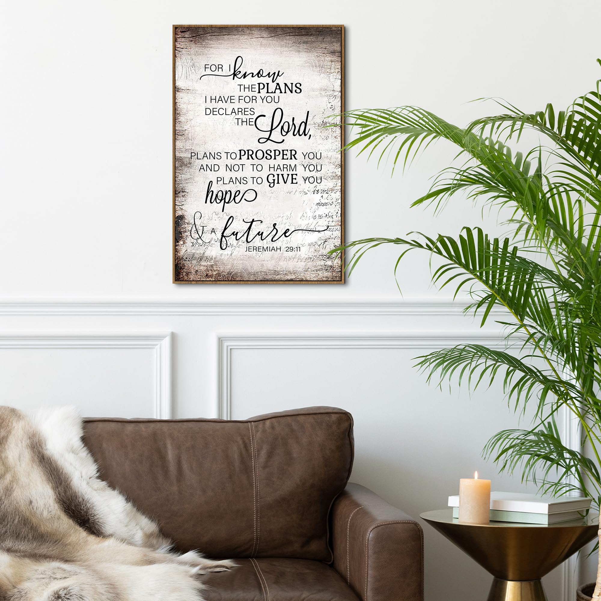 Phamte Christian Jeremiah 29:11 Wall Art Framed, Christian For I Know The Plans I Have For You Wall Art Decor, Bible Verse Scrip