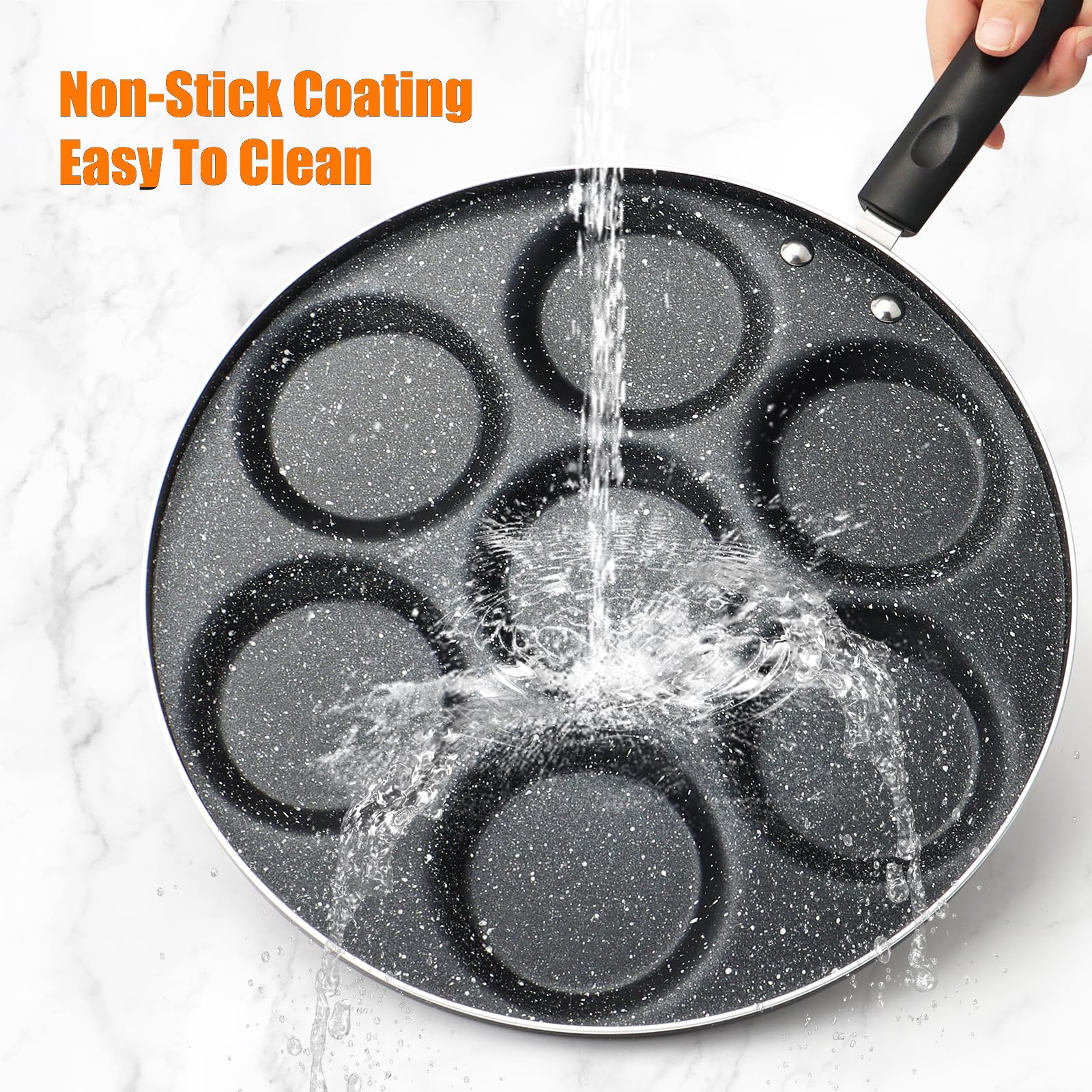 Mlijzard Aluminum Egg Frying Pan,Fried Egg Pan,Nonstick Crepe Pan 7 Mold,Egg Cooker Pan,Breakfast Omelet Pan With Spatula And Br