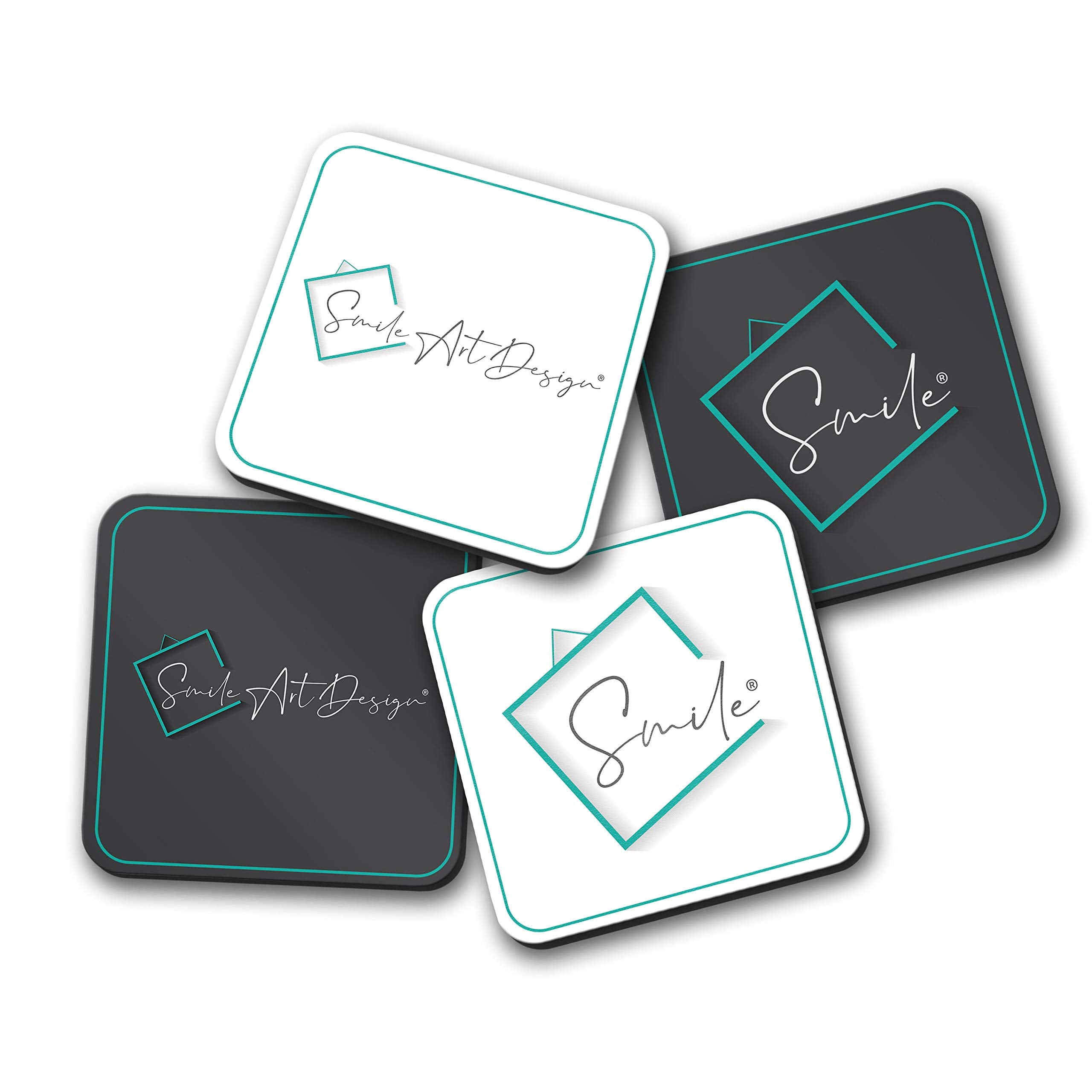 Smile Art Design Upload 4 Images Custom Coaster Print With Your Photos 4 Piece Set Glossy Vibrant Hardboard Personalized Photo C