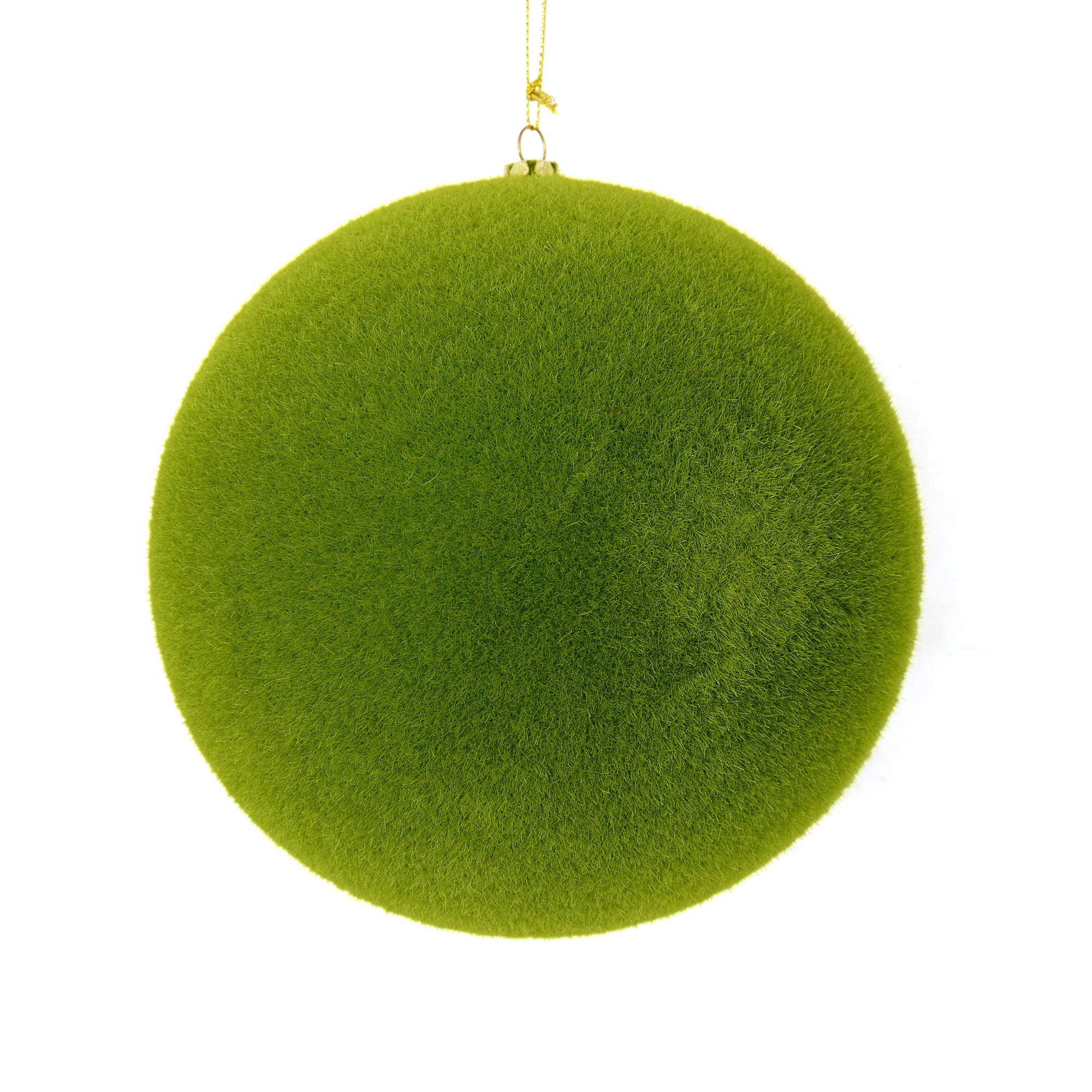 Vickerman 8 Christmas Ornament Flocked Ball, Moss Green Flocked Finish, Shatterproof Plastic, Holiday Christmas Tree Decoration,