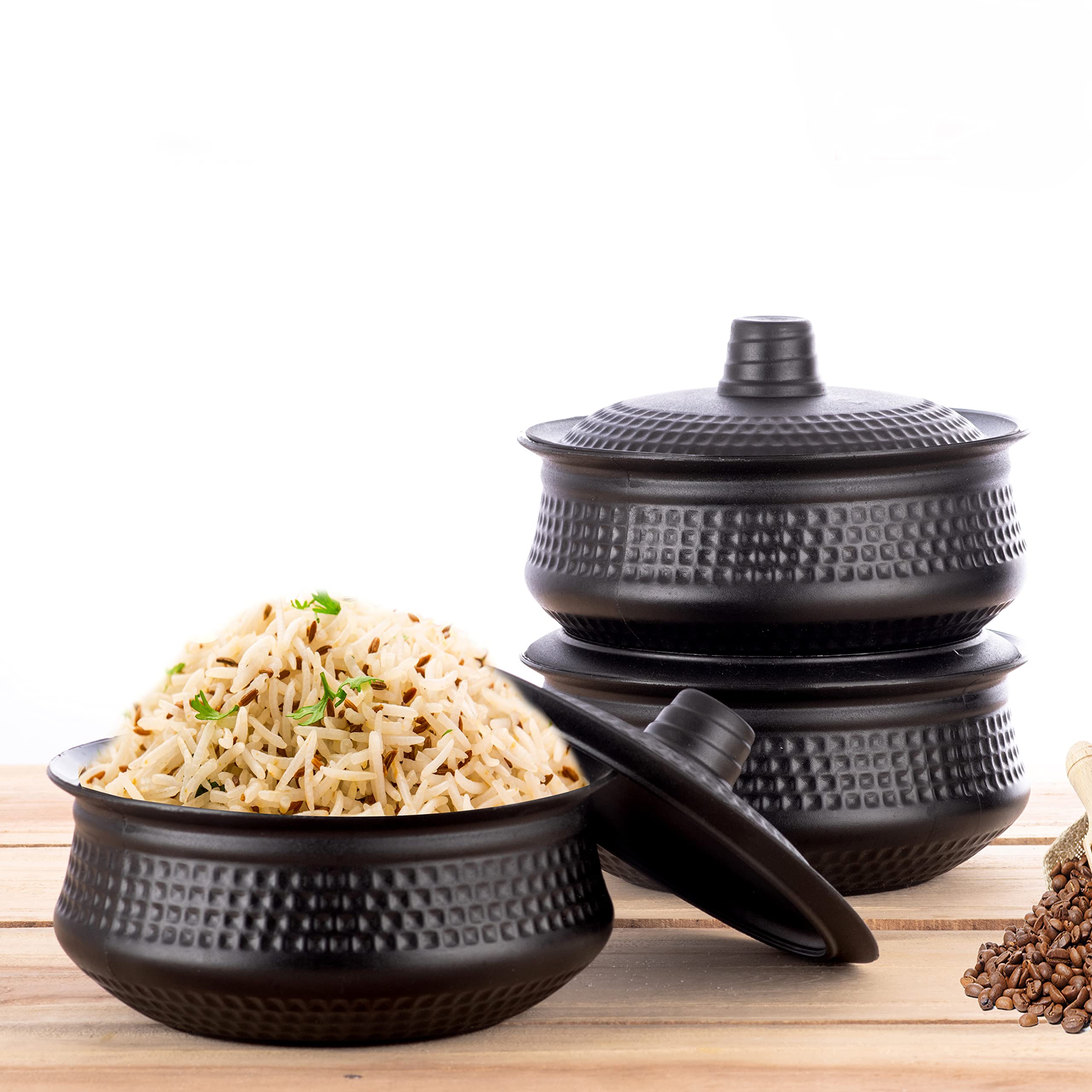 Jony 1100Ml Serving Bowl, Bowl Set, Plastic Bowl Set, Matka Container With Lid, For Rice, Salad, Dessert, Snacks, Sabji, Serving