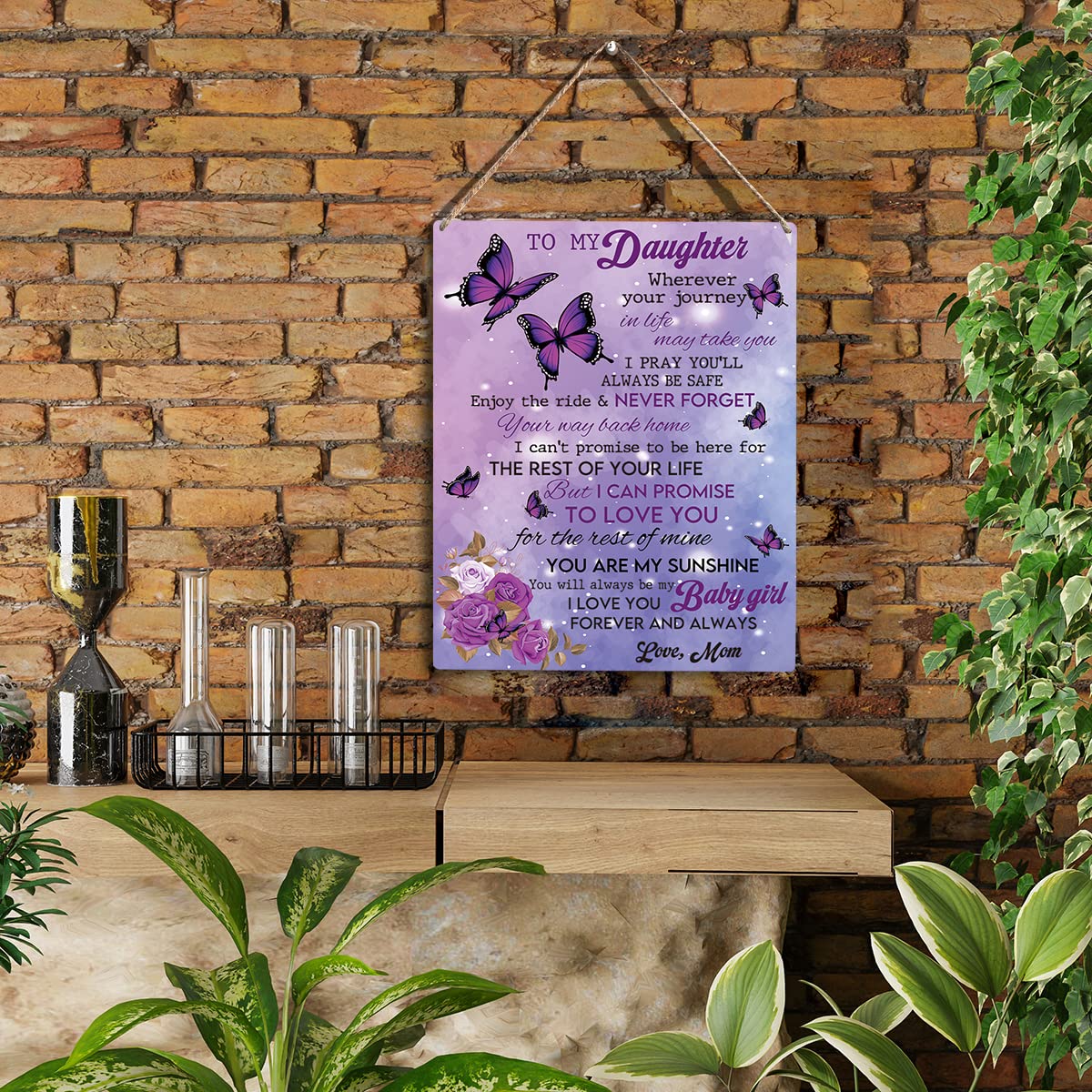 Inspirational Daughter Gift from Mom To My Daughter Wooden Hanging Sign Daughter Gifts Christmas Birthday Anniversary Wedding Gi