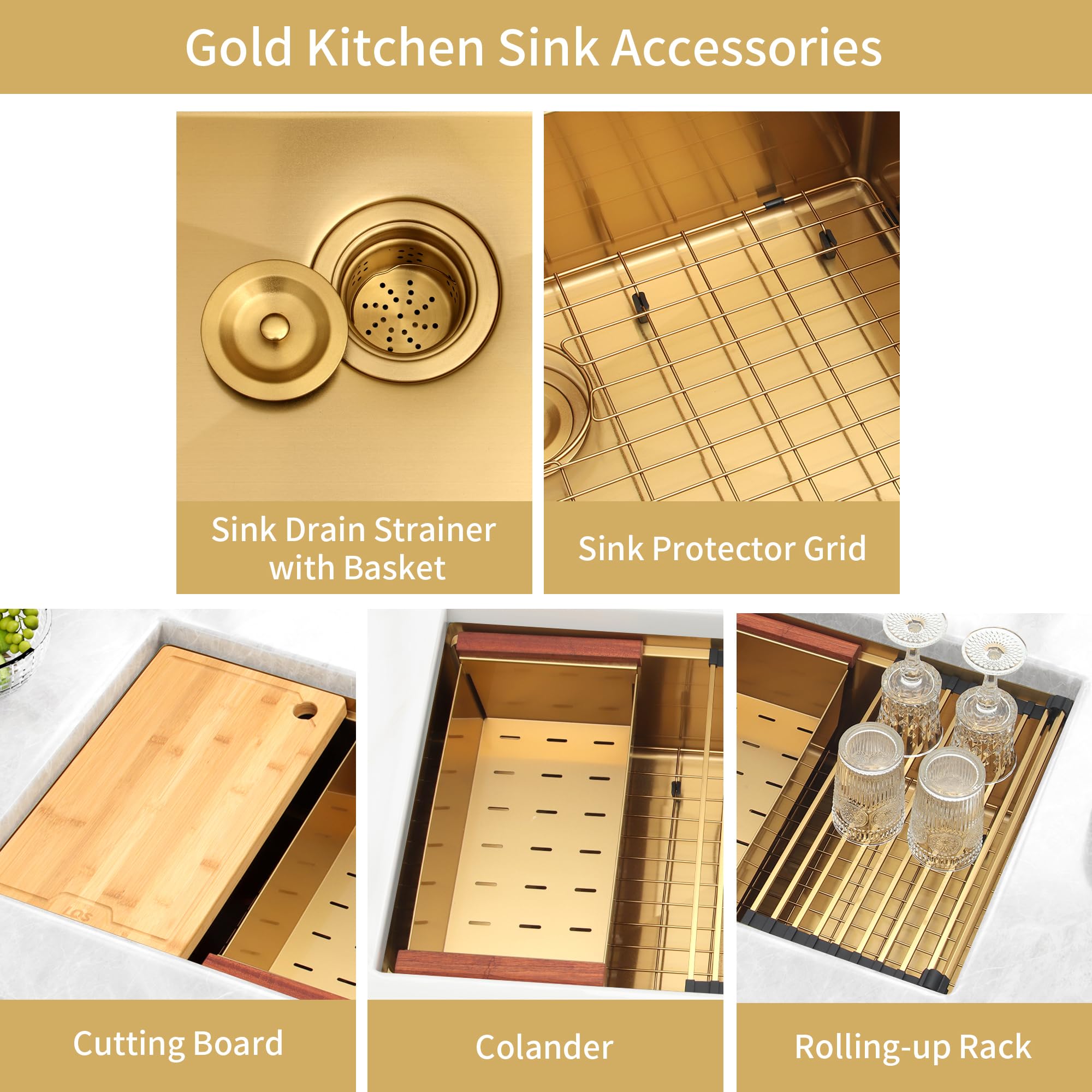 Lqs 32 Inch Undermount Kitchen Sink, Gold Kitchen Sink, 32    X 19    Workstation Kitchen Sink Undermount, 16 Gauge Stainless St