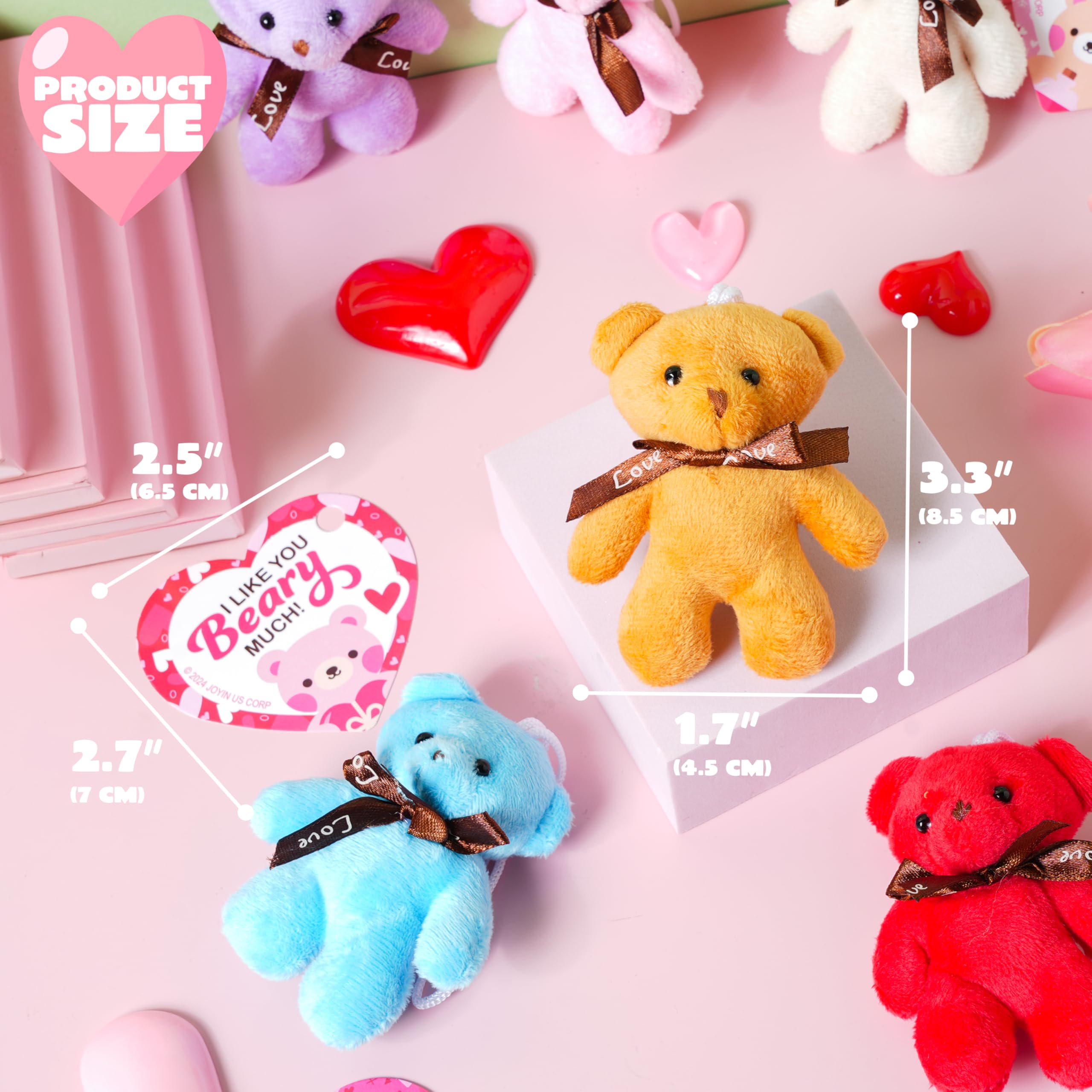 Joyin 28 Pack Valentine'S Day Gifts For Kids, Valentine Day Mini Plush Animals Toys With Heart Cards For Boys Girls Party Favor,