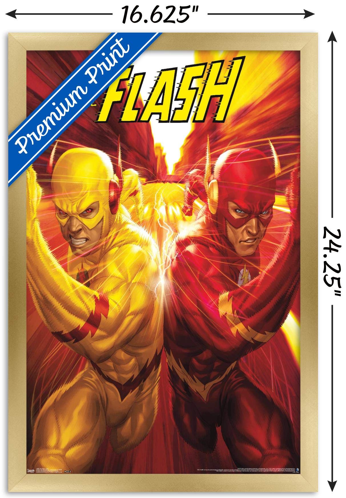 Trends International Dc Comics - The Flash And The Reverse Flash - Race Wall Poster, 14.725'' X 22.375'', Gold Framed Version