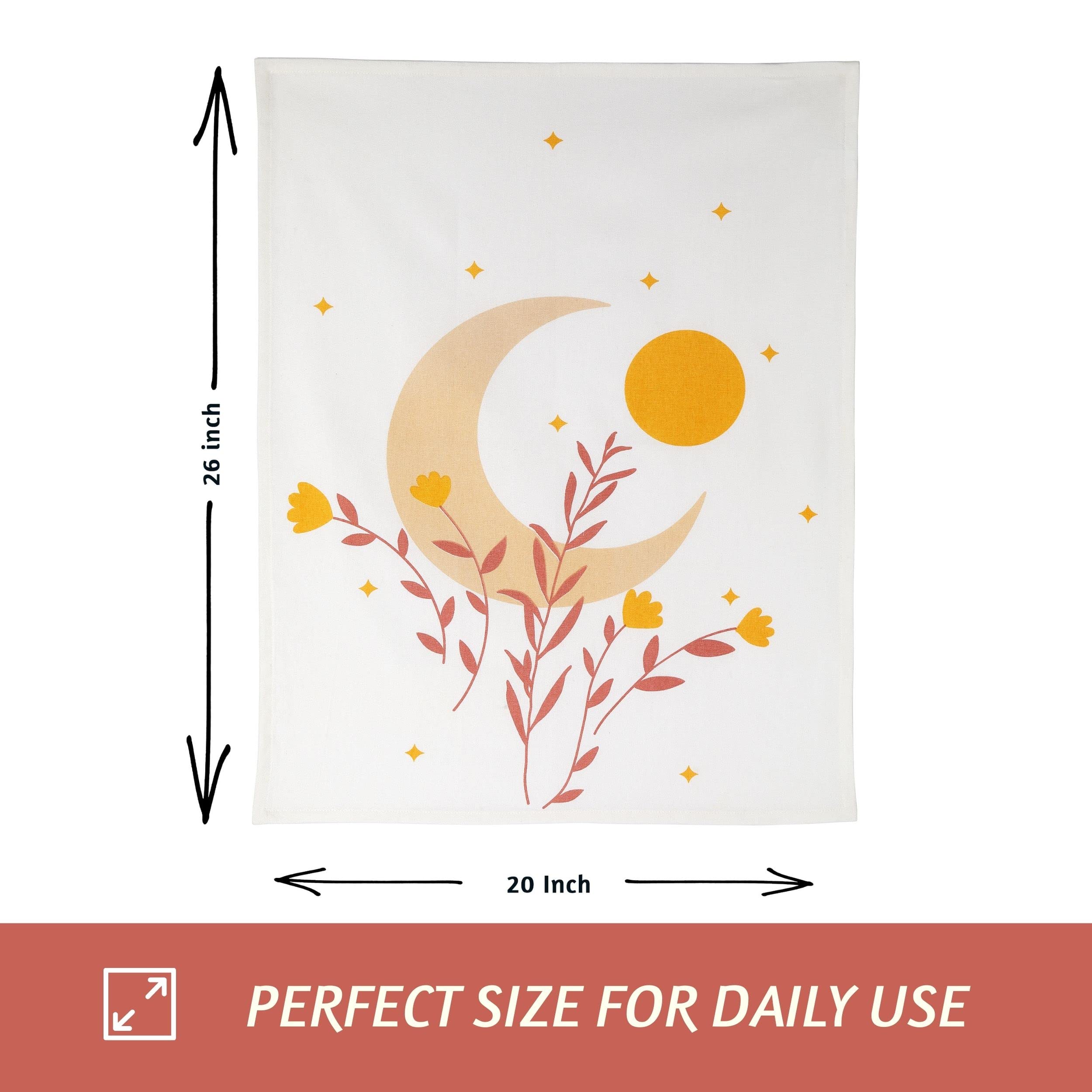 Folkulture Kitchen Towels Or Tea Towels, 20 X 26 Inches Cotton Modern Dish Towels Or Dishcloths, Set Of 3 Dish Cloth Or Flour Sa