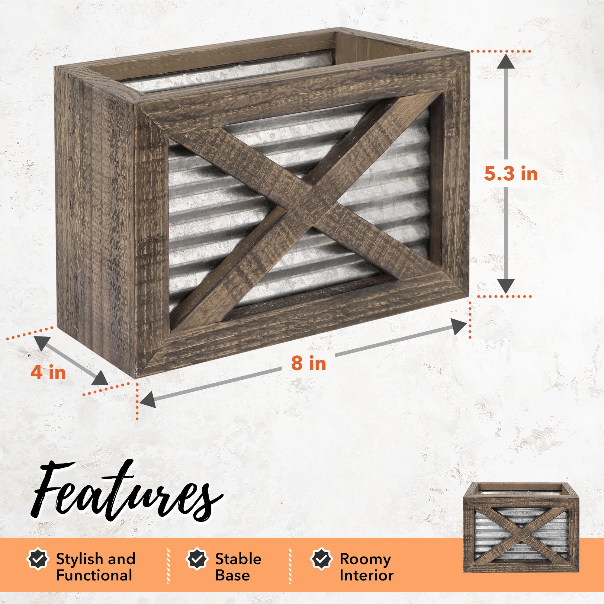 Autumn Alley Barn Door Rustic Kitchen Utensil Holder- Farmhouse Wooden Kitchen Utensil Holder- Galvanized Accents- Rustic Kitche