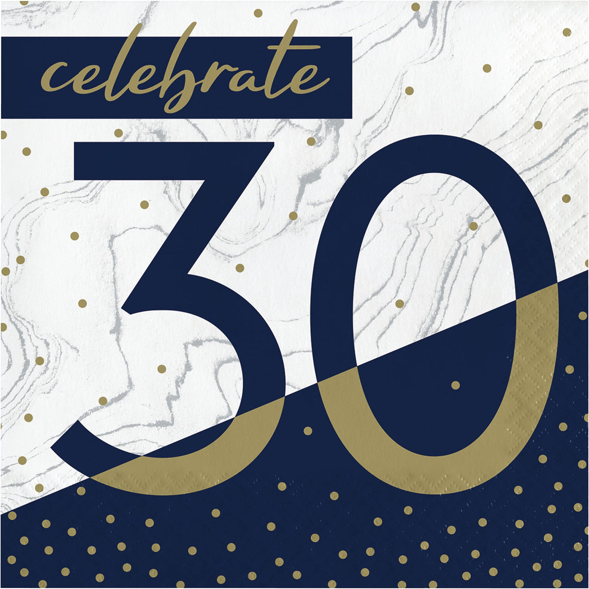 Trendware Navy And Gold 30Th Birthday Napkins, 48 Ct