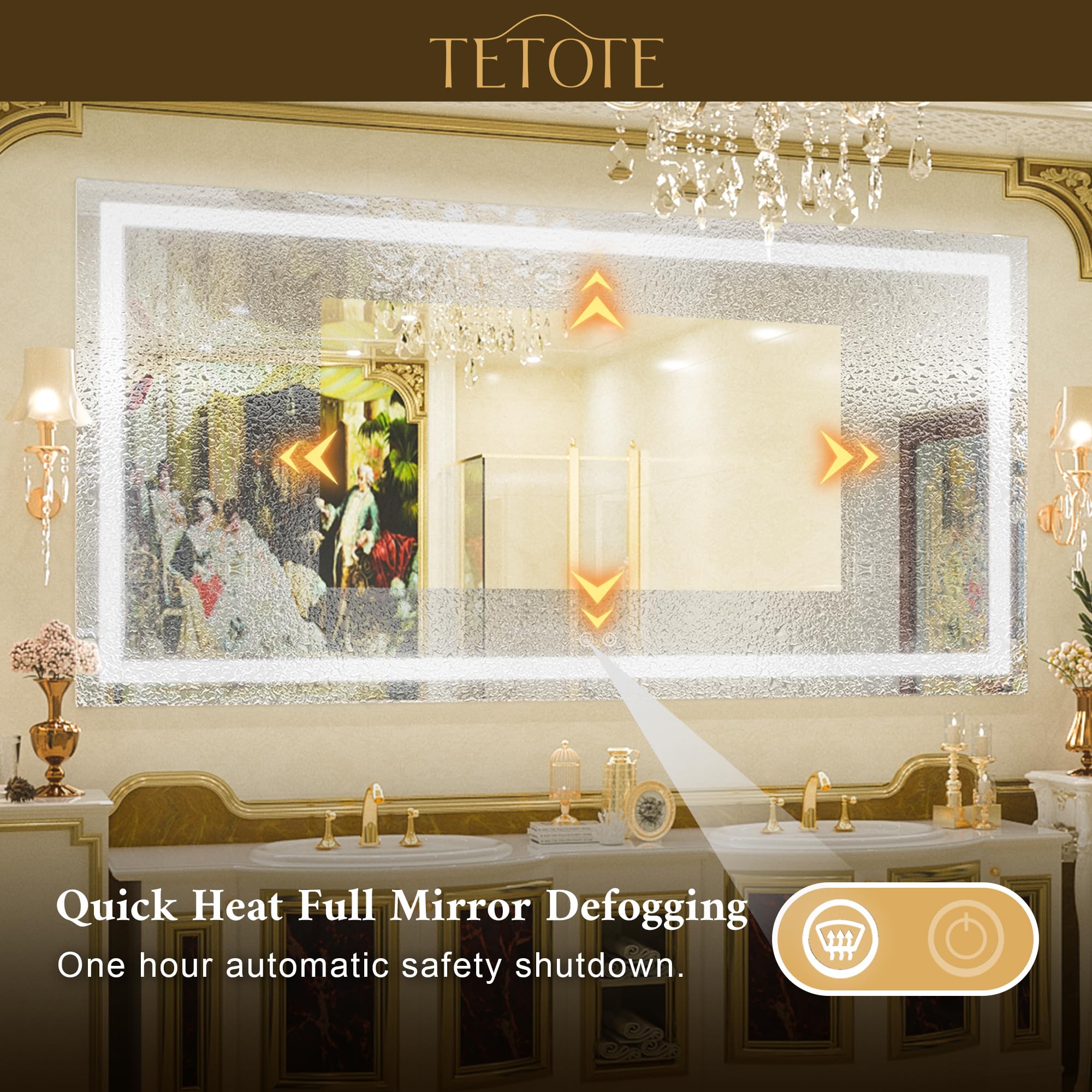 Tetote Led Bathroom Mirror Led Mirror 60 X 28 Bathroom Mirror With Lights Bedroom Led Vanity Mirror Makeup Mirror Dimmable Anti-