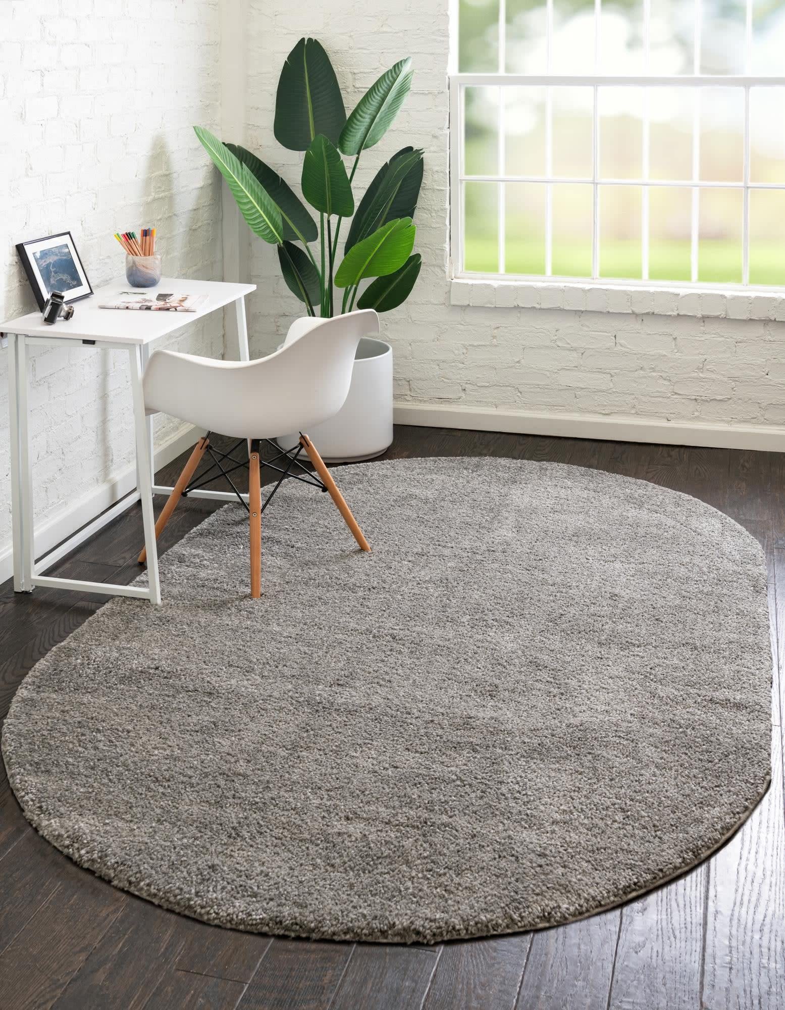 Unique Loom Solo Collection Area Rug - Calabasas (7 10 x 10 Oval, Gray)