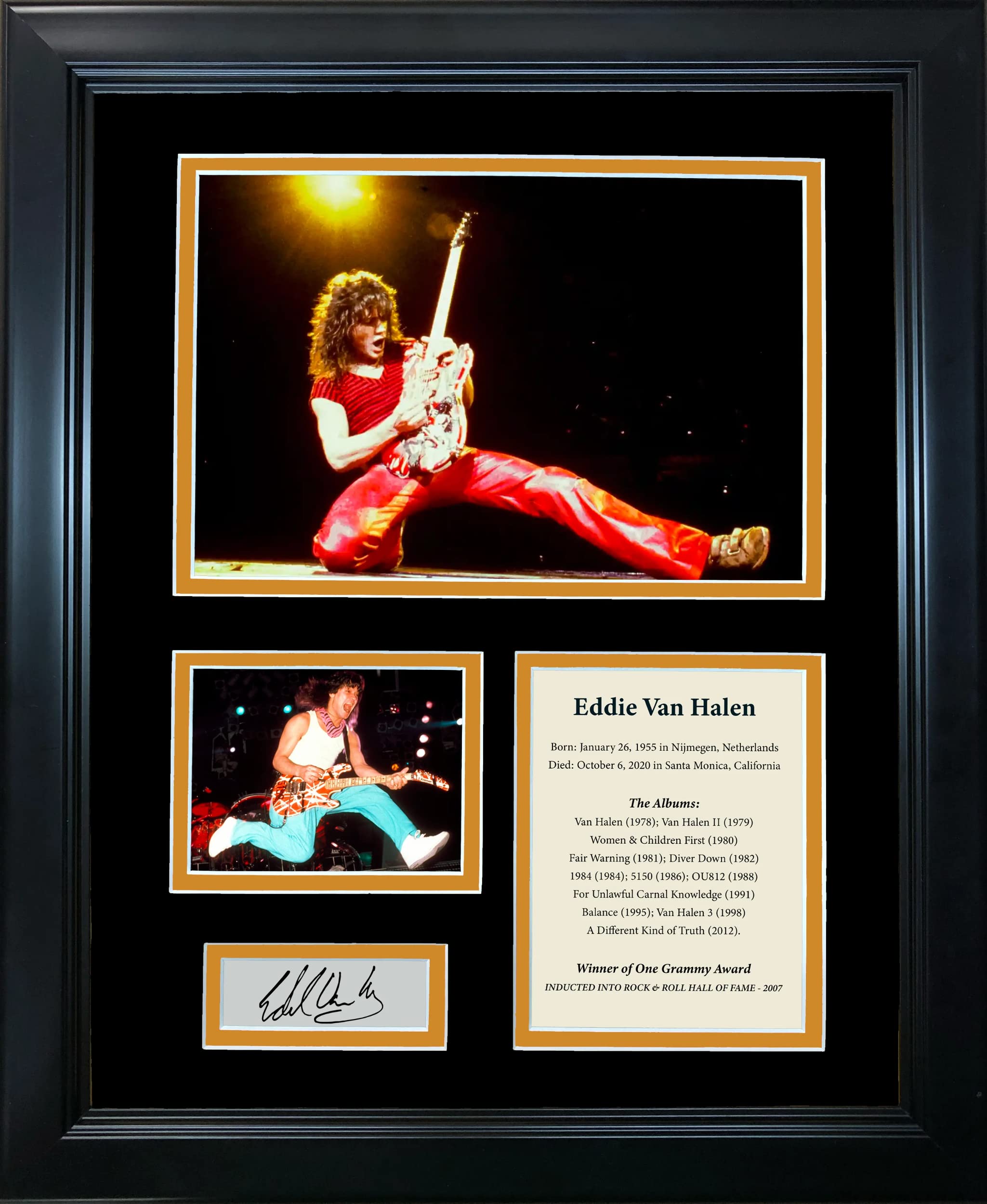 Framed Eddie Van Halen Facsimile Laser Engraved Signature Auto 12X15 Music Photo Collage